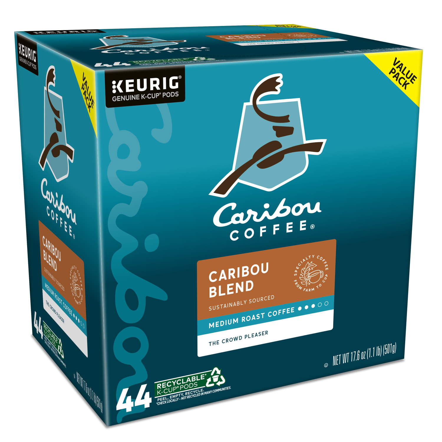 Caribou Coffee Caribou Blend Keurig Single-Serve K-Cup Pods, Medium Roast, Case of 44 K-Cup Pods - Image 4