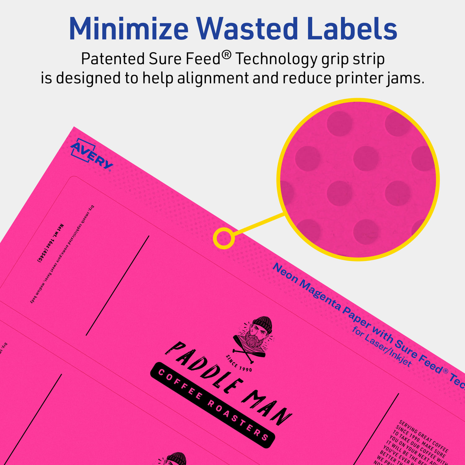 Avery Print-To-The-Edge Labels With Sure Feed Technology, 94244-NMP40, Rectangle, 2-1/4in x 7-3/4in, Matte Neon Magenta, Pack of 160 - Image 5