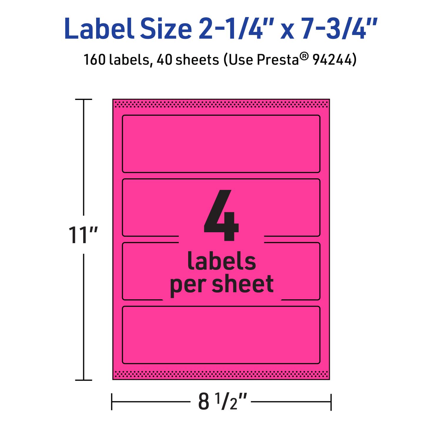 Avery Print-To-The-Edge Labels With Sure Feed Technology, 94244-NMP40, Rectangle, 2-1/4in x 7-3/4in, Matte Neon Magenta, Pack of 160 - Image 6