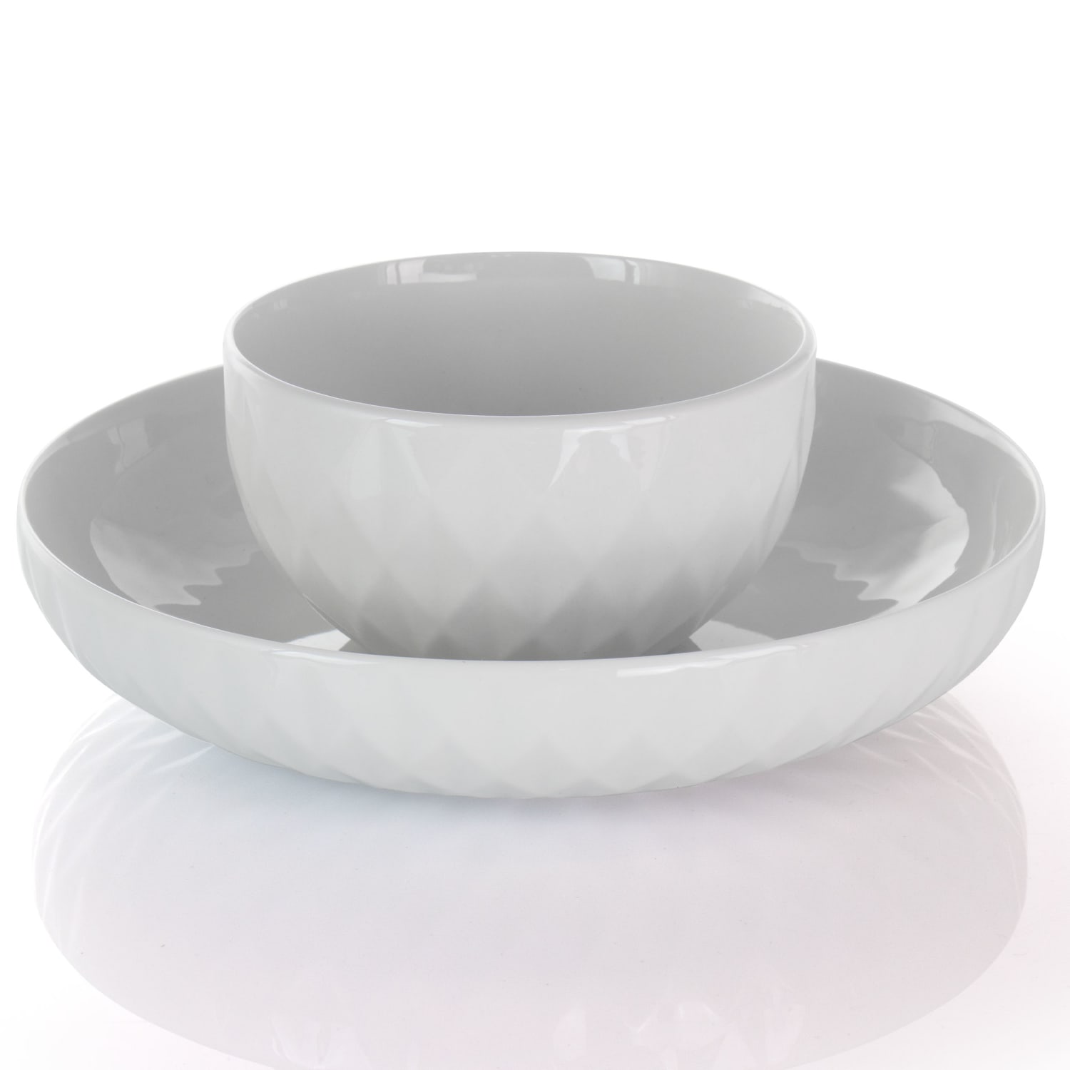 Elama Sienna 18-Piece Porcelain Dinnerware Set, White - Image 3