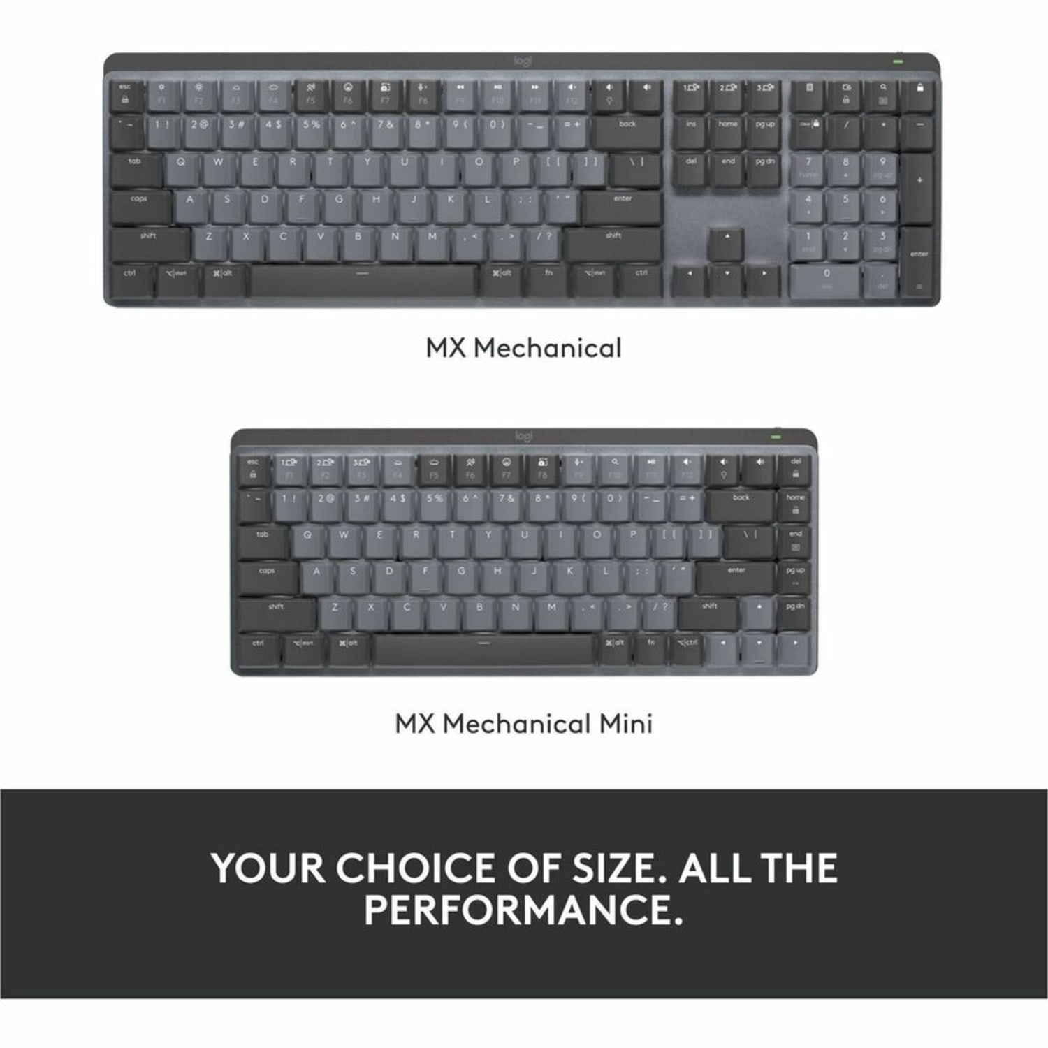Logitech MX Mechanical Mini Minimalist Wireless Illuminated Keyboard (Clicky) (Graphite) - Wireless Connectivity - 920010552 - Image 3
