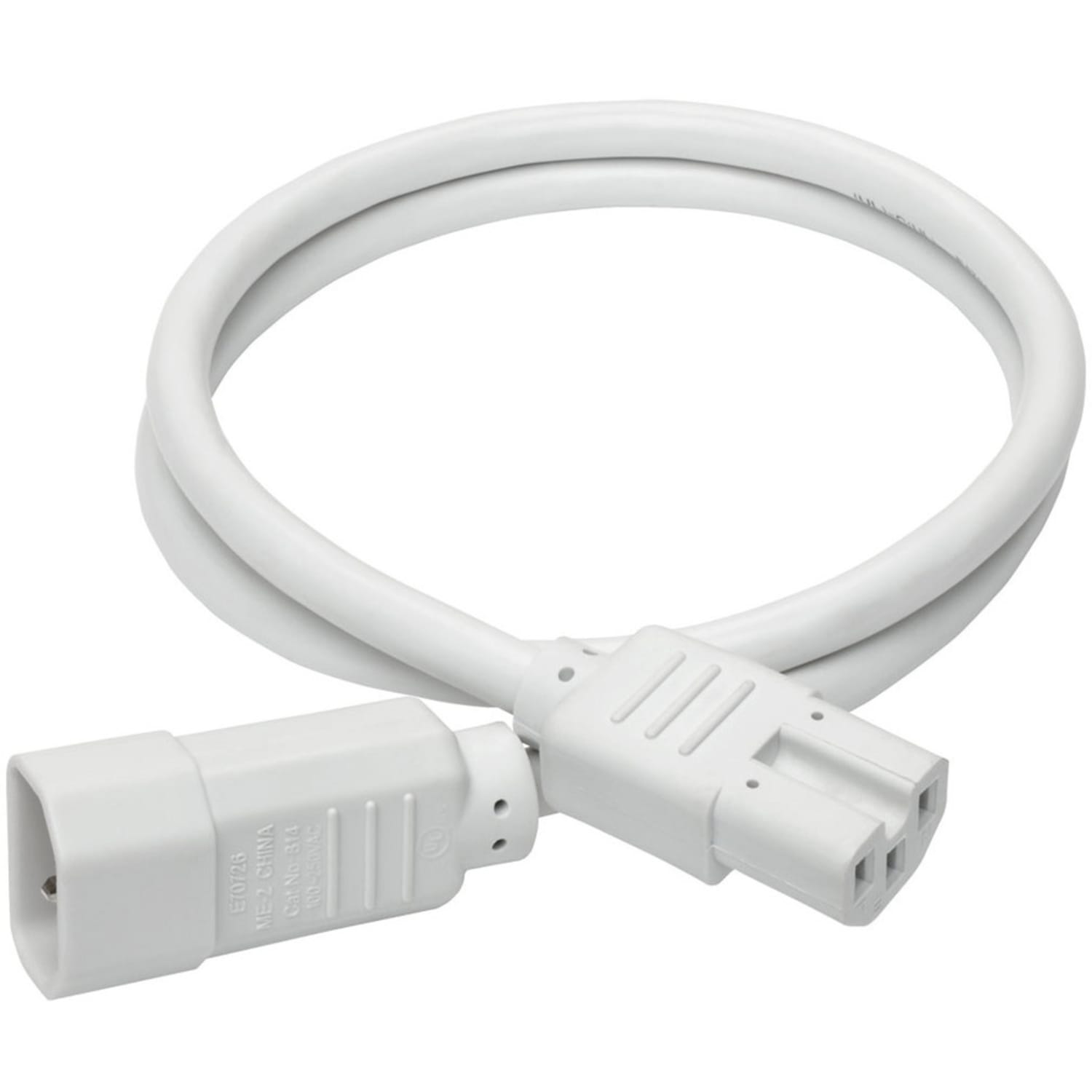 Eaton Tripp Lite Series Power Cord C14 to C15 - Heavy-Duty, 15A, 250V, 14 AWG, 3 ft. (0.91 m), White - Power cable - IEC 60320 C14 to IEC 60320 C15 - 250 V - 15 A - 3 ft - molded - white - Image 4