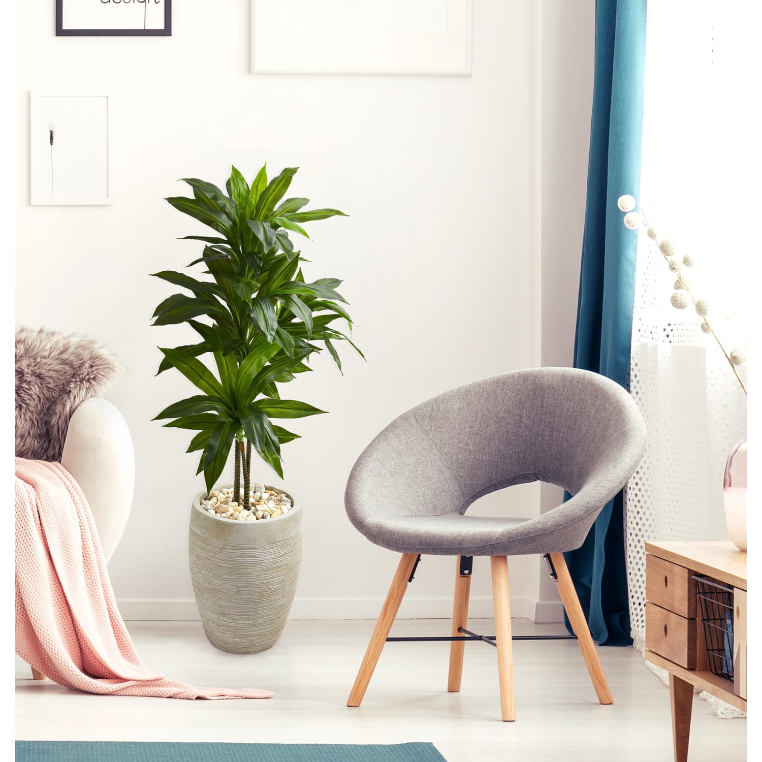 Nearly Natural Dracaena 48inH Artificial Real Touch Plant With Planter, 48inH x 18inW x 24inD, Green - Image 5