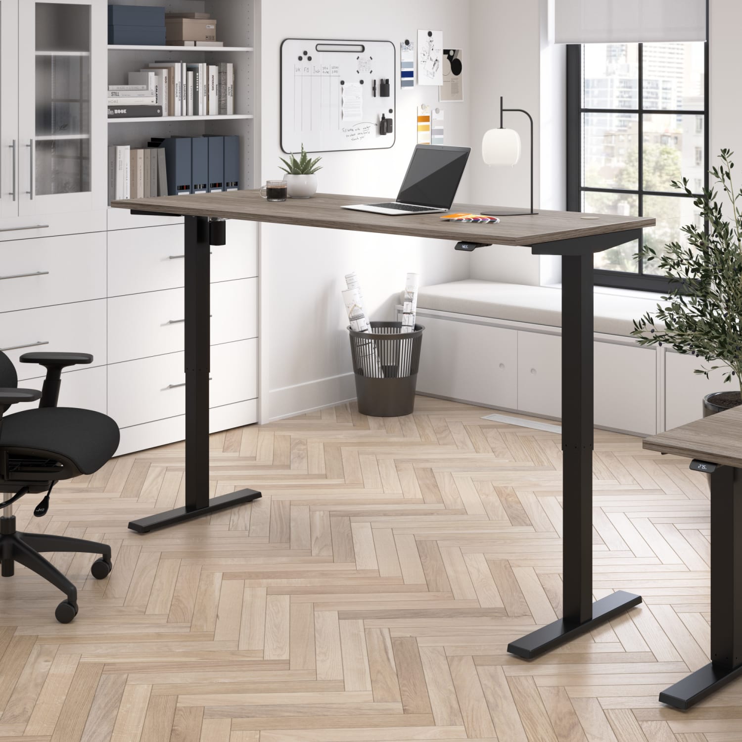 Bush Business Furniture Move 40 Series Electric 72inW x 30inD Electric Height-Adjustable Standing Desk, Modern Hickory/Black, Standard Delivery - Image 3