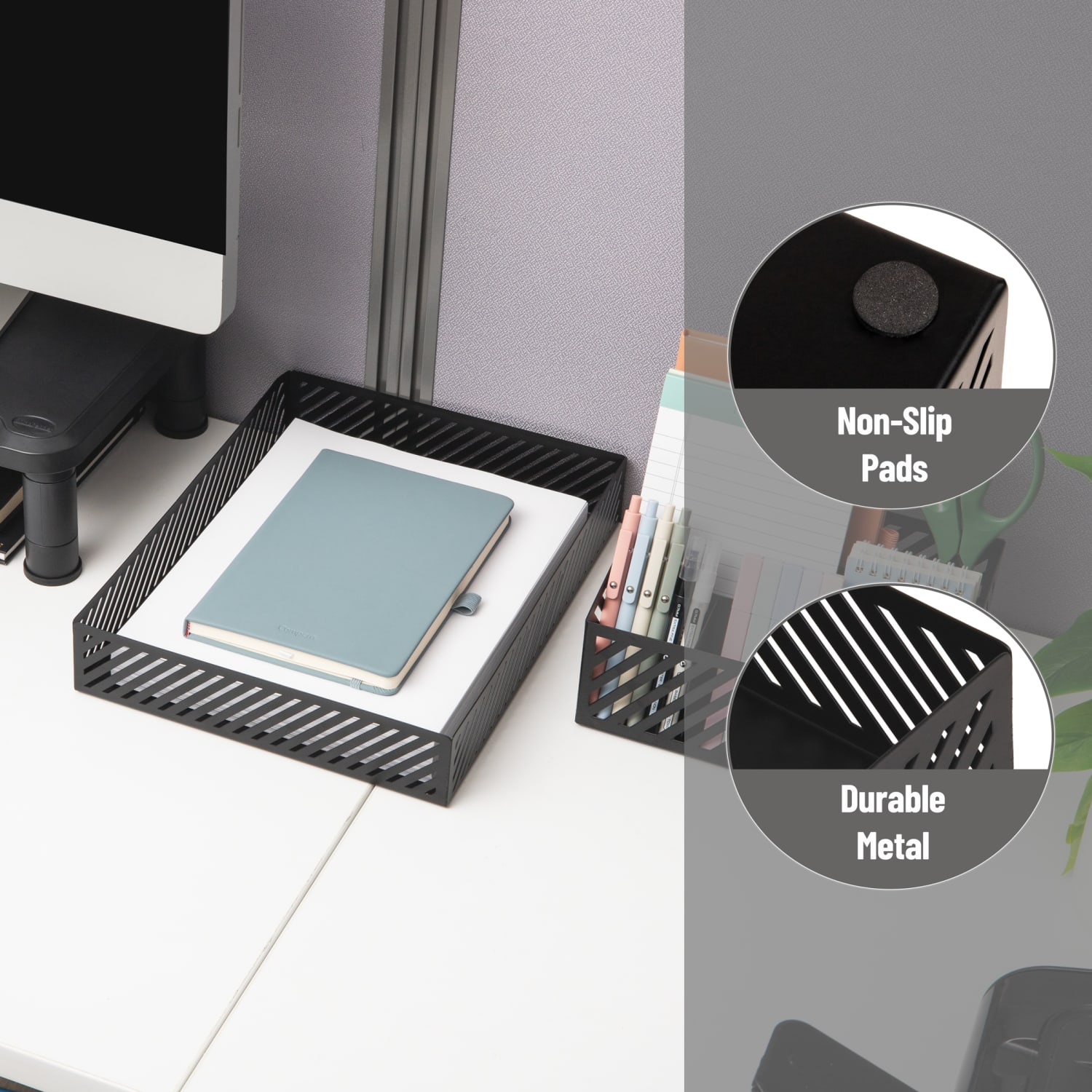 Mind Reader Metal Letter-Size Paper Tray, 2-1/4inH x 12-3/4inW x 9-3/4inD, Black, Total Qty 1 - Image 5