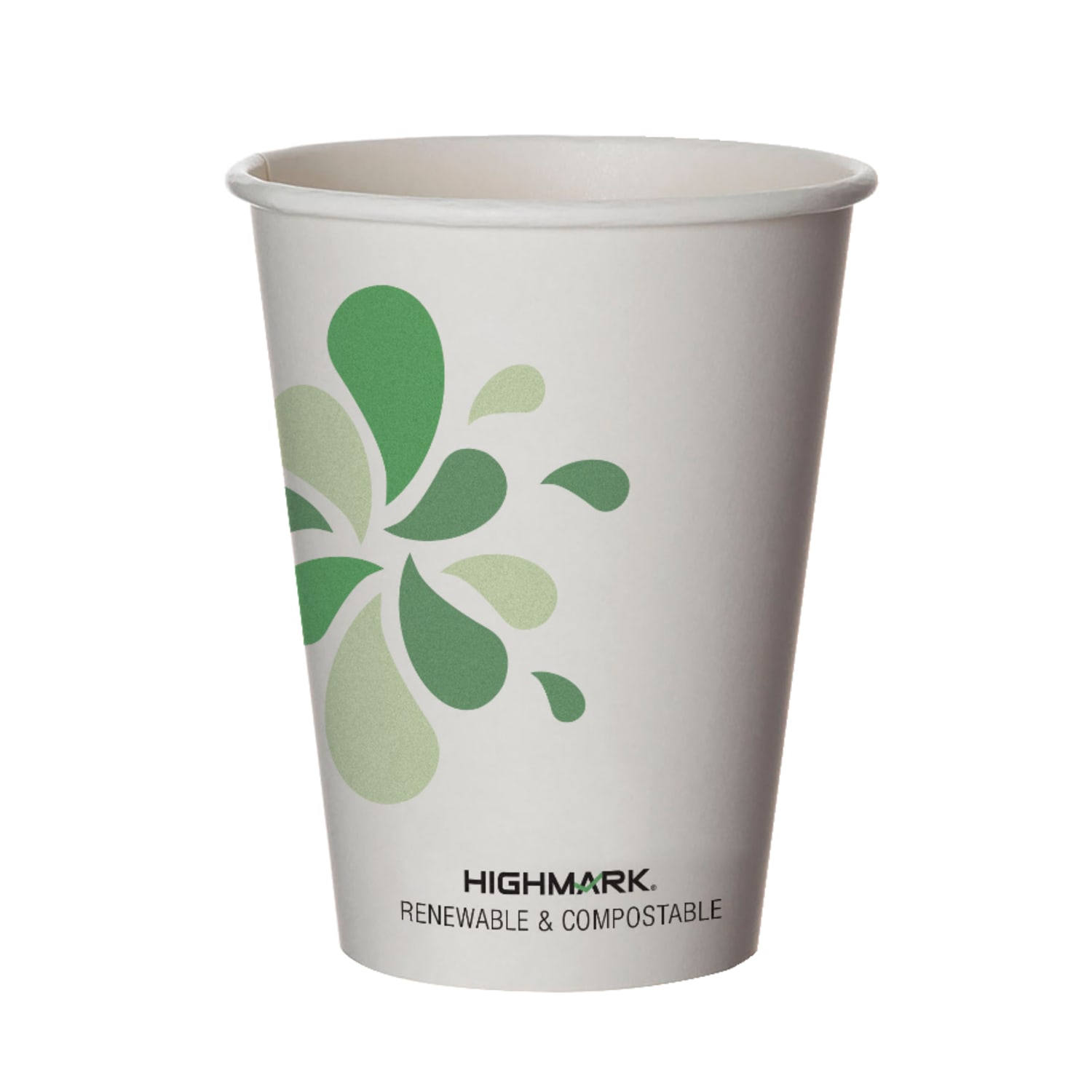 Highmark ECO Compostable Hot Coffee Cups, 12 Oz, White, Pack Of 500