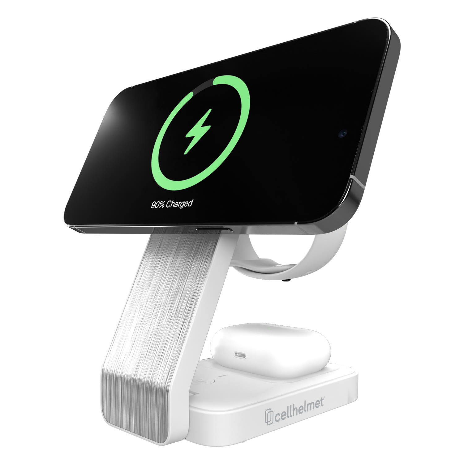 cellhelmet 3-in-1 Charging Stand With 3ft Charging Cable, White - Image 6