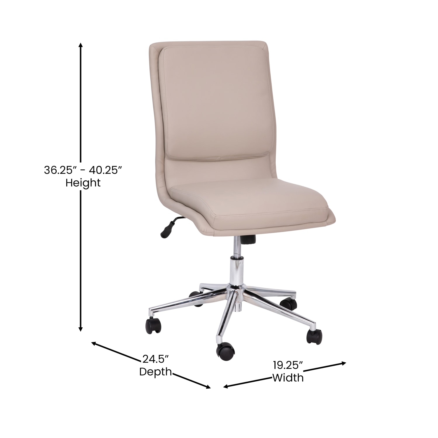 Flash Furniture Madigan Faux Leather Mid-Back Armless Swivel Task Office Chair, Taupe - Image 6
