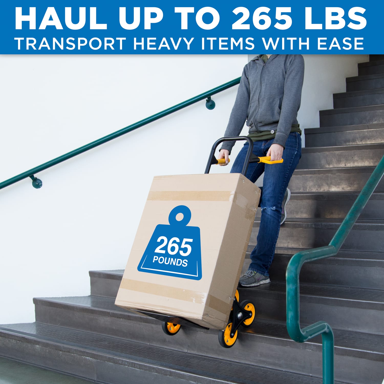 Mount-It! MI-913 Stair Climber Hand Truck And Dolly, 43inH x 11inW x 15inD, Black - Image 5
