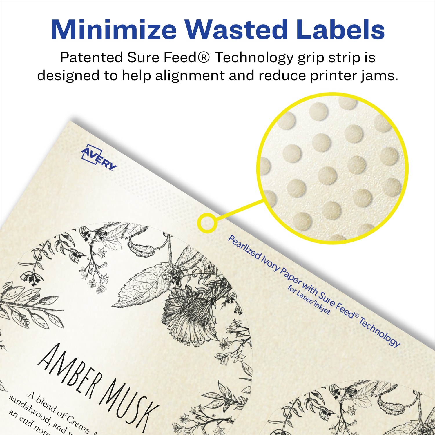 Avery Pearlized Permanent Labels With Sure Feed, 94600-PIP100, Arched, 4-3/4in x 3-1/2in, Ivory, Pack Of 400 Labels - Image 5