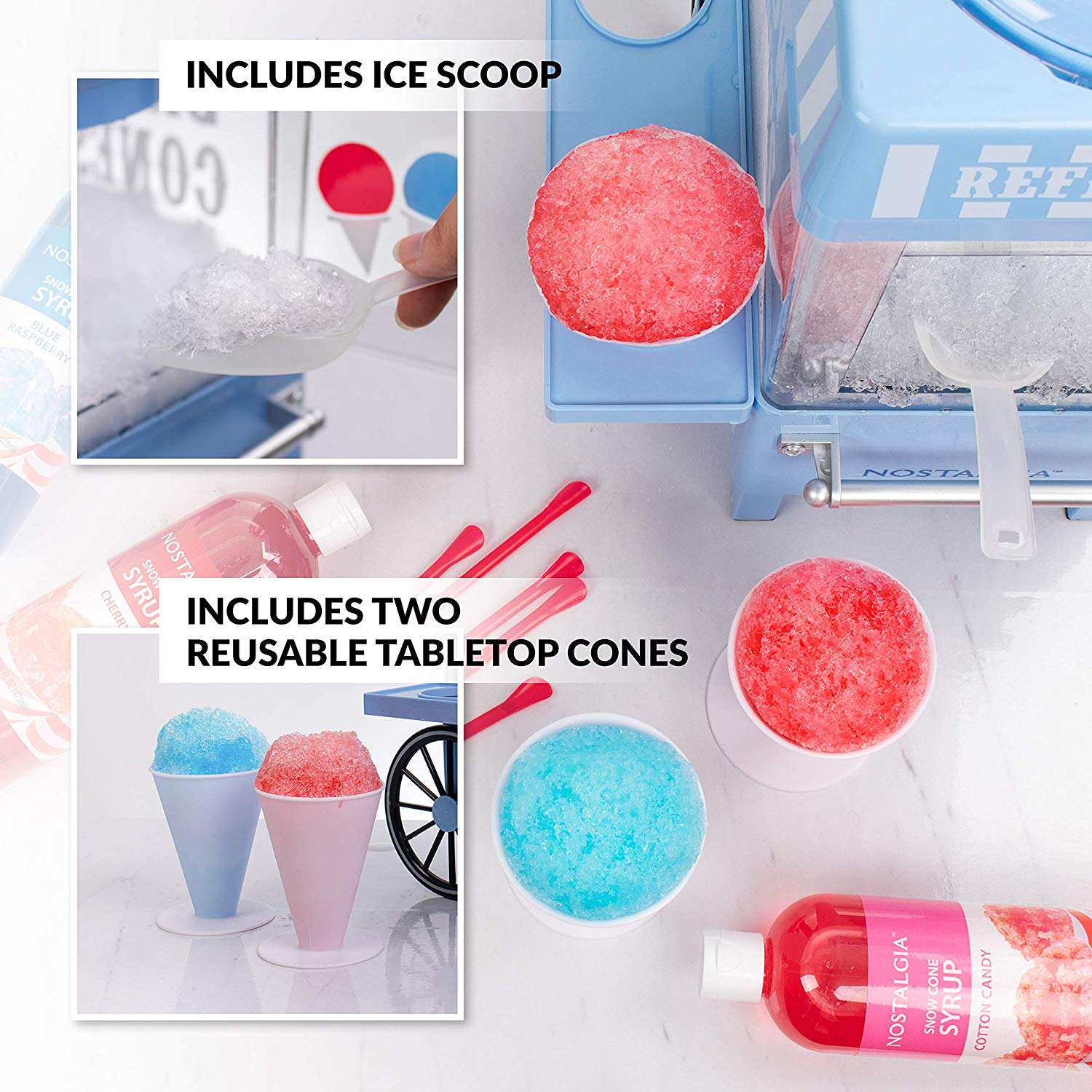 Nostalgia Snow Cone Maker, 10-1/2in X 15-1/2in, Blue - Image 4