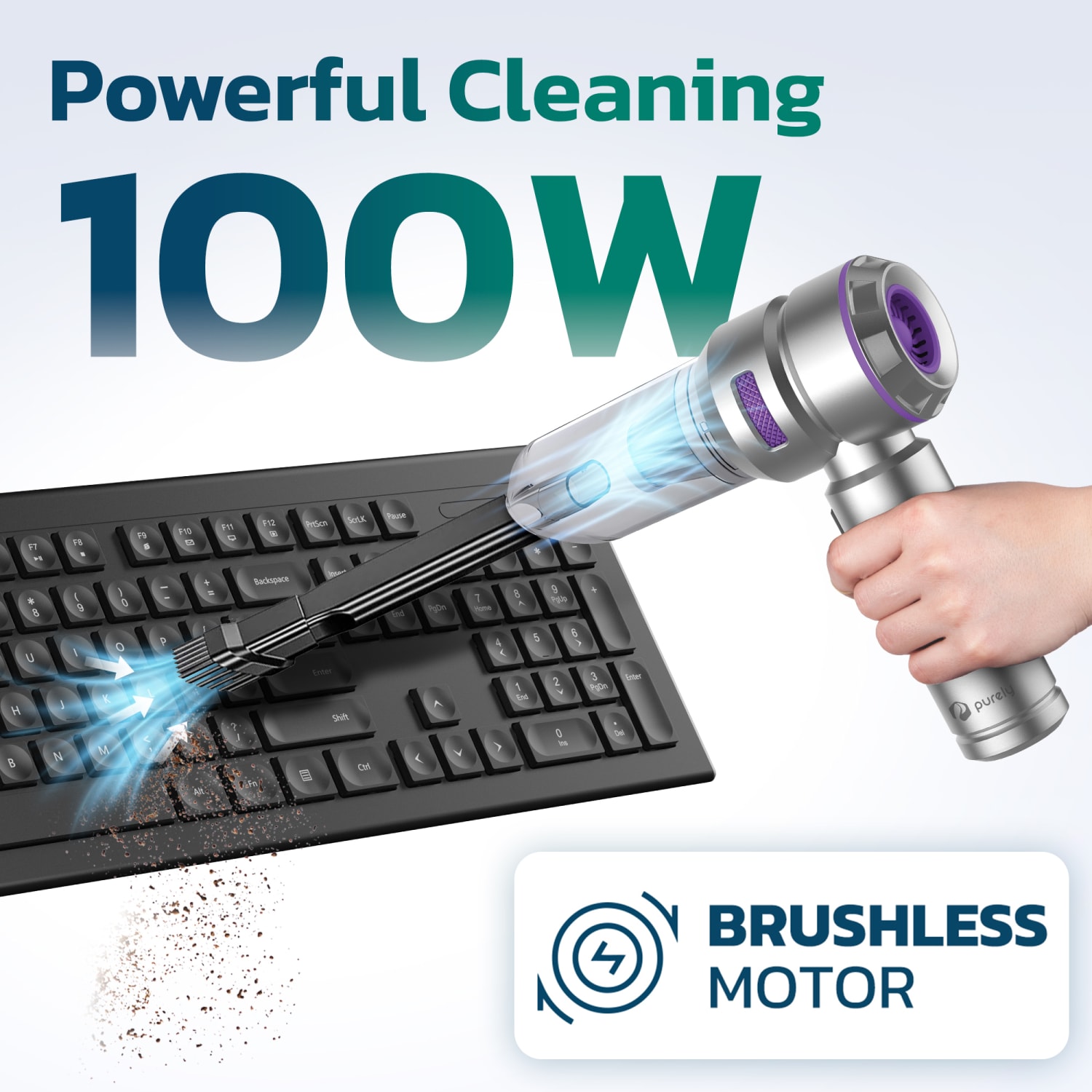 Purely C220 Wireless Portable Vacuum Computer Cleaner, Silver, Total Qty 1 - Image 3