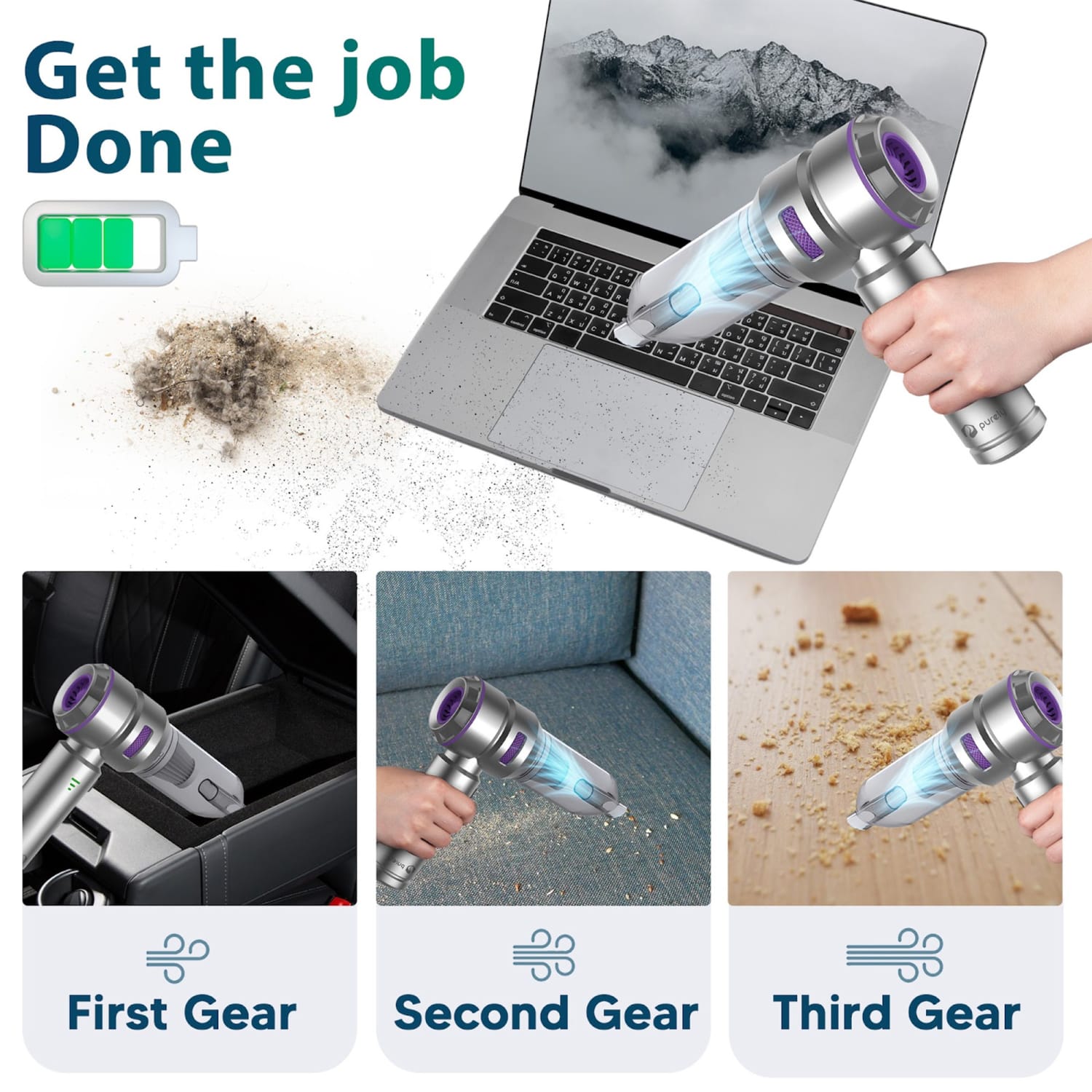Purely C220 Wireless Portable Vacuum Computer Cleaner, Silver, Total Qty 1 - Image 4