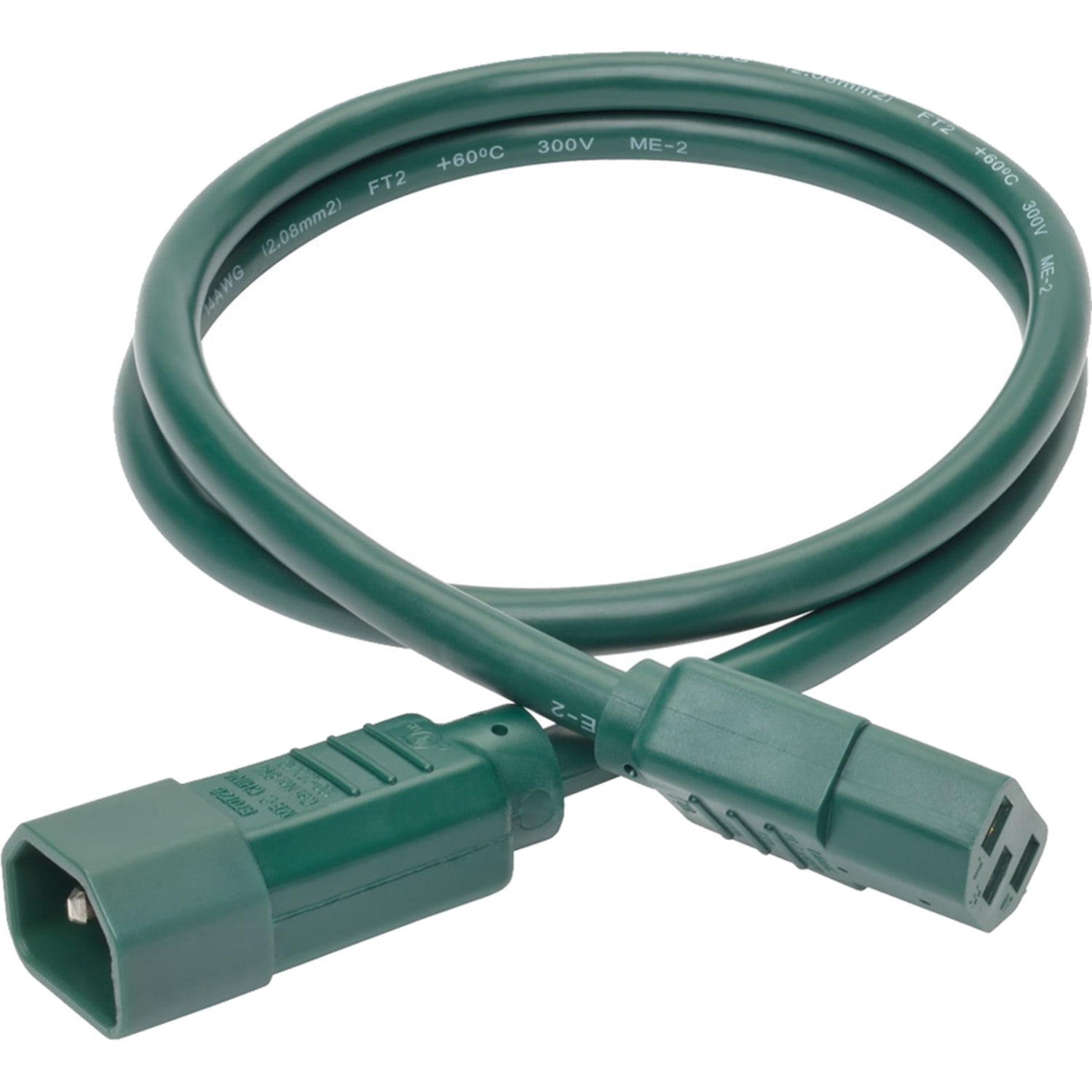 Eaton Tripp Lite Series Heavy-Duty PDU Power Cord, C13 to C14 - 15A, 250V, 14 AWG, 3 ft. (0.91 m), Green - P005003AGN - Image 3
