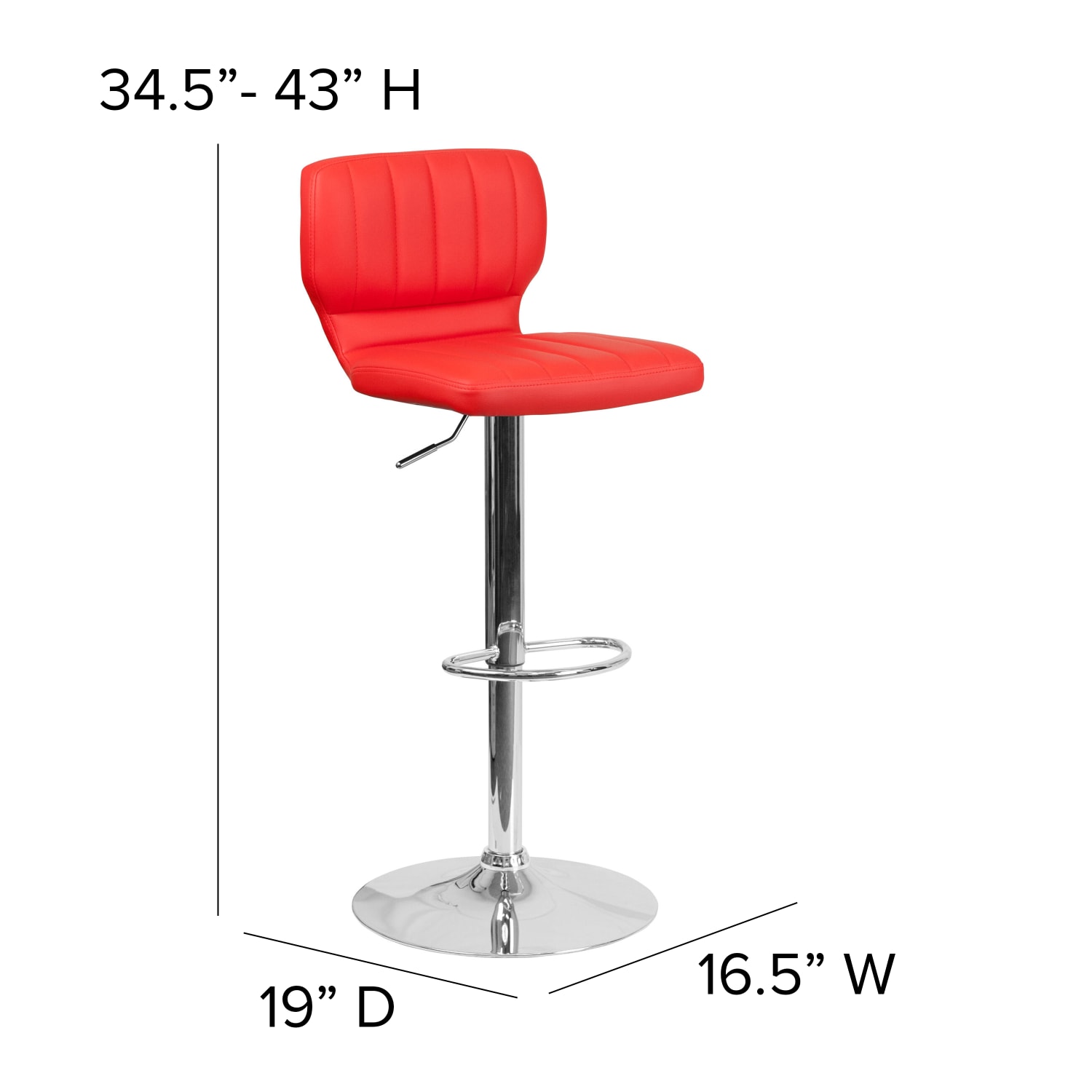Flash Furniture Contemporary Vinyl Adjustable Height Bar Stool Red PopularChairscom