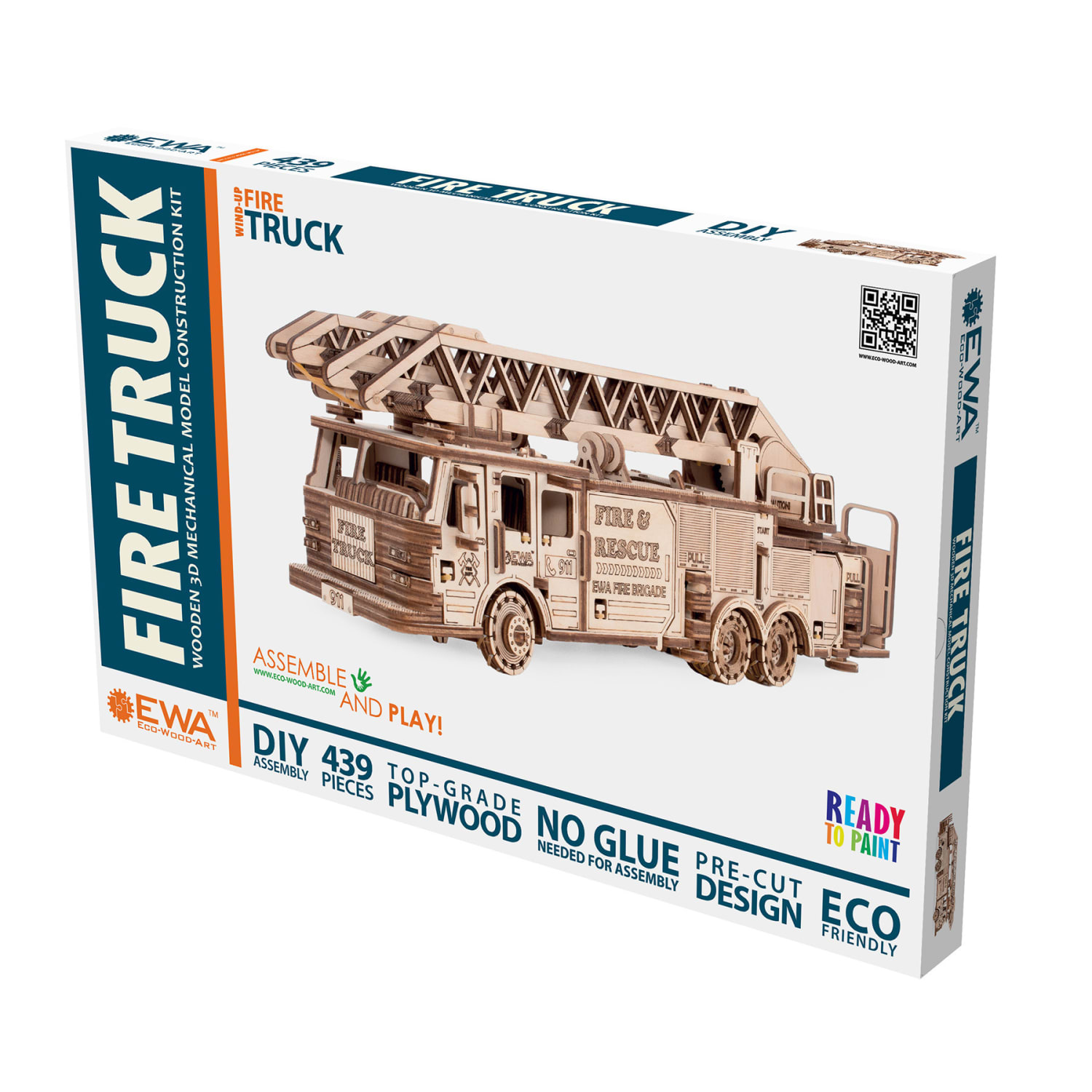 EWA Eco-Wood-Art Fire Truck 3D Wooden STEM Construction Kit - Image 3