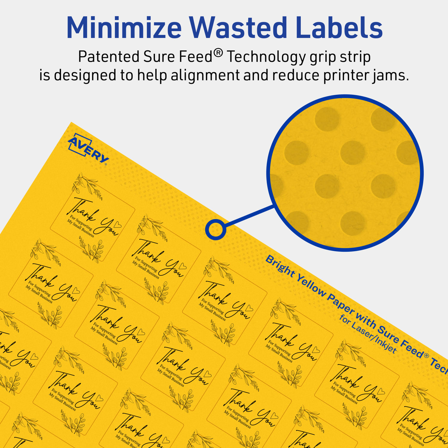 Avery Print-To-The-Edge Labels With Sure Feed Technology And Easy Peel, 94103-BYP10, Square, 1in x 1in, Matte Bright Yellow, Pack of 480 - Image 5