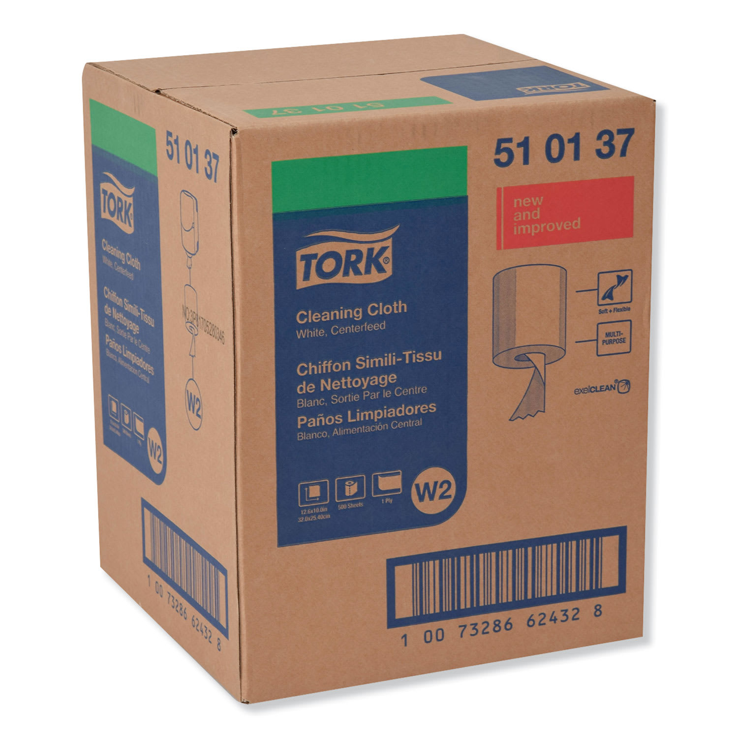 Tork Cleaning Cloth, 12.6 x 10, White, 500 Wipes/Carton - Image 3