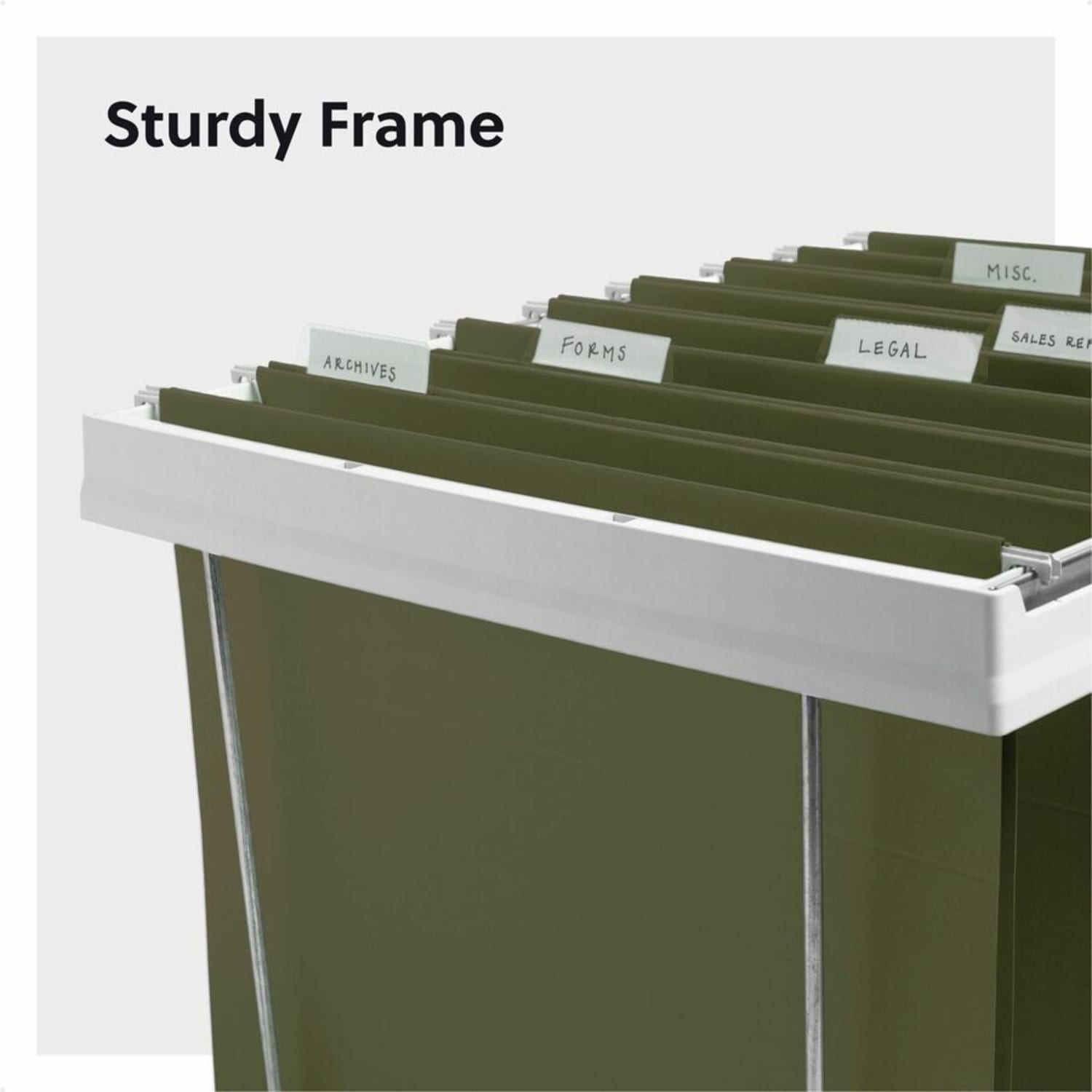 Smead Heavy-Duty Adjustable Hanging Folder Frame - Letter - 16in to 24in Long - Steel, Plastic - White - 1 / Box - Image 5
