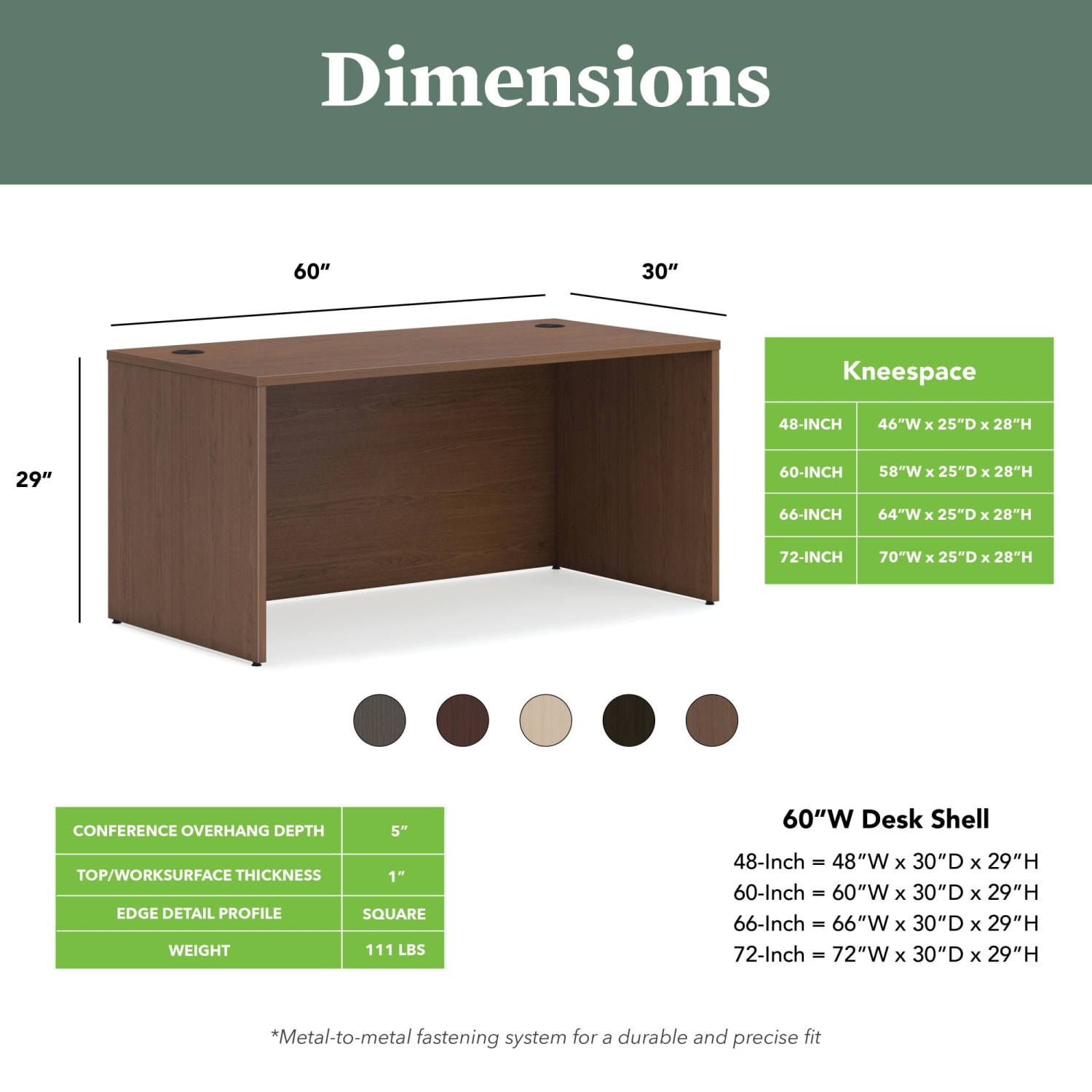 HON Mod 60inW Computer Desk With 3-Drawer Pedestal, Sepia Walnut - Image 3