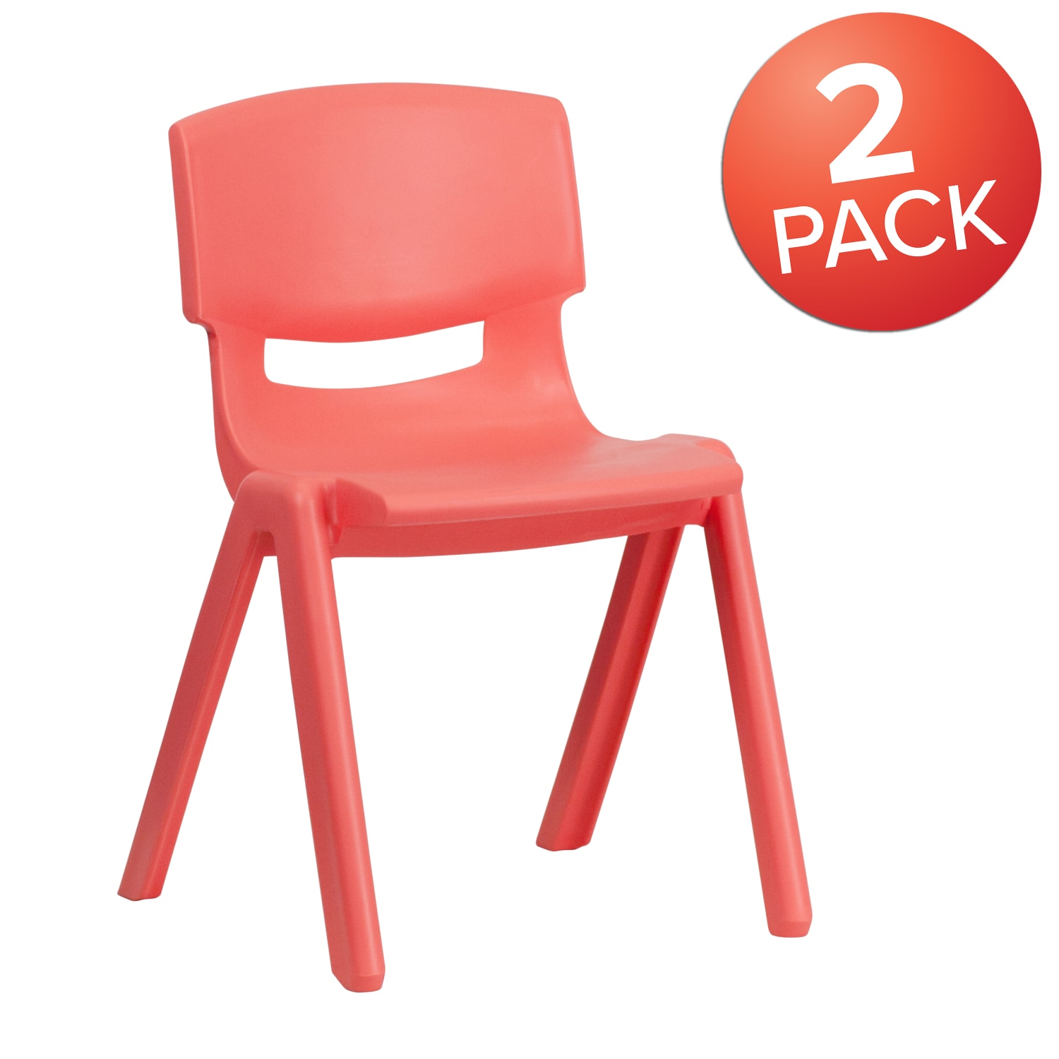 Flash Furniture Plastic Stackable School Chairs With 13-1/4in Seat Height, Red, Set Of 2 Chairs - Image 3