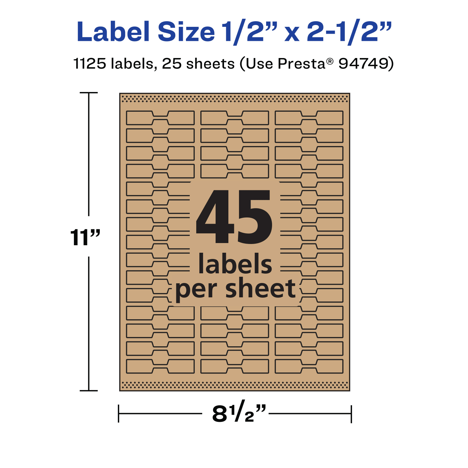 Avery Kraft Permanent Labels With Sure Feed, 94749-KMP25, Barbell, 1/2in x 2-1/2in, Brown, Pack Of 1,125 - Image 6