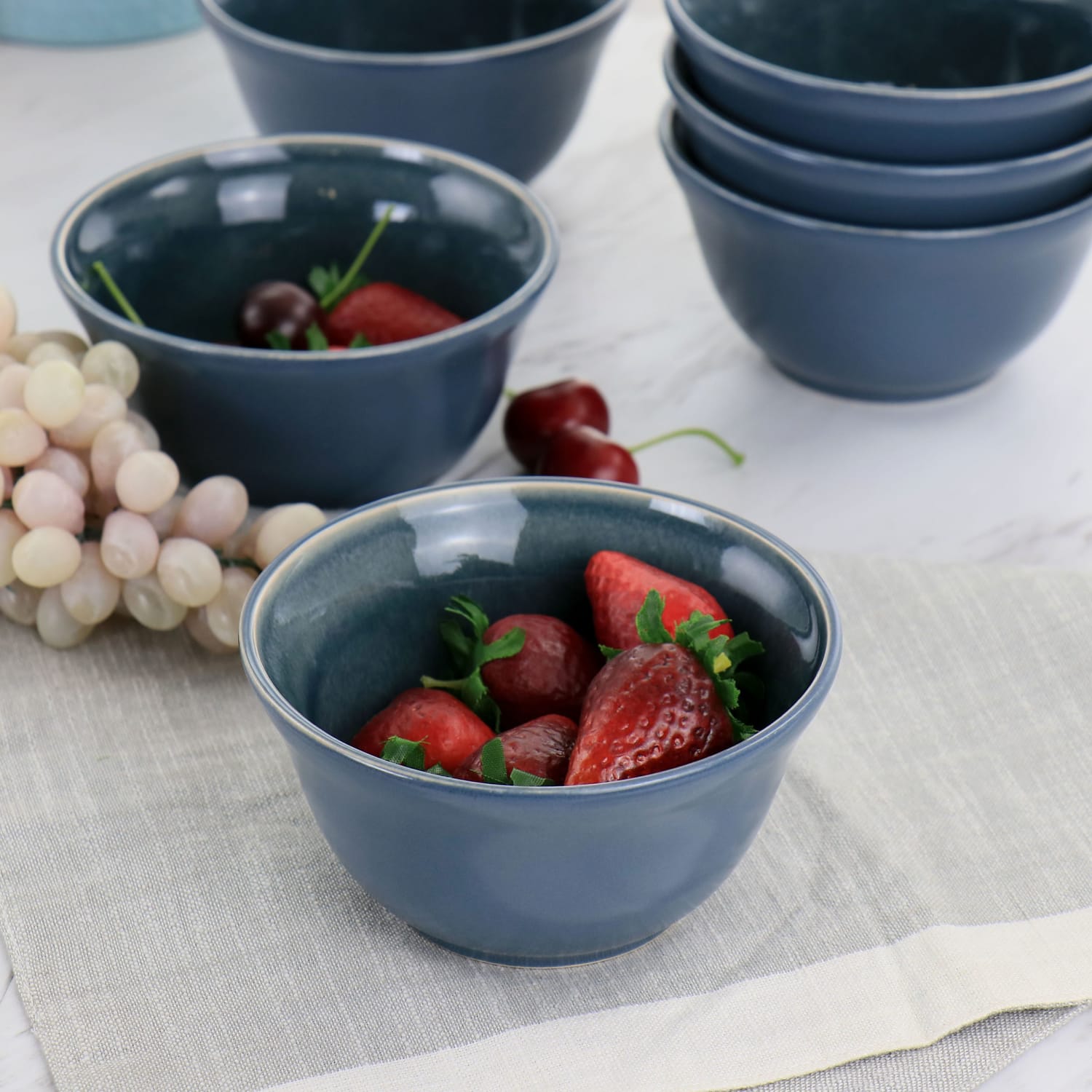 Martha Stewart 6-Piece Ice Cream Bowl Set, Blue - Image 4