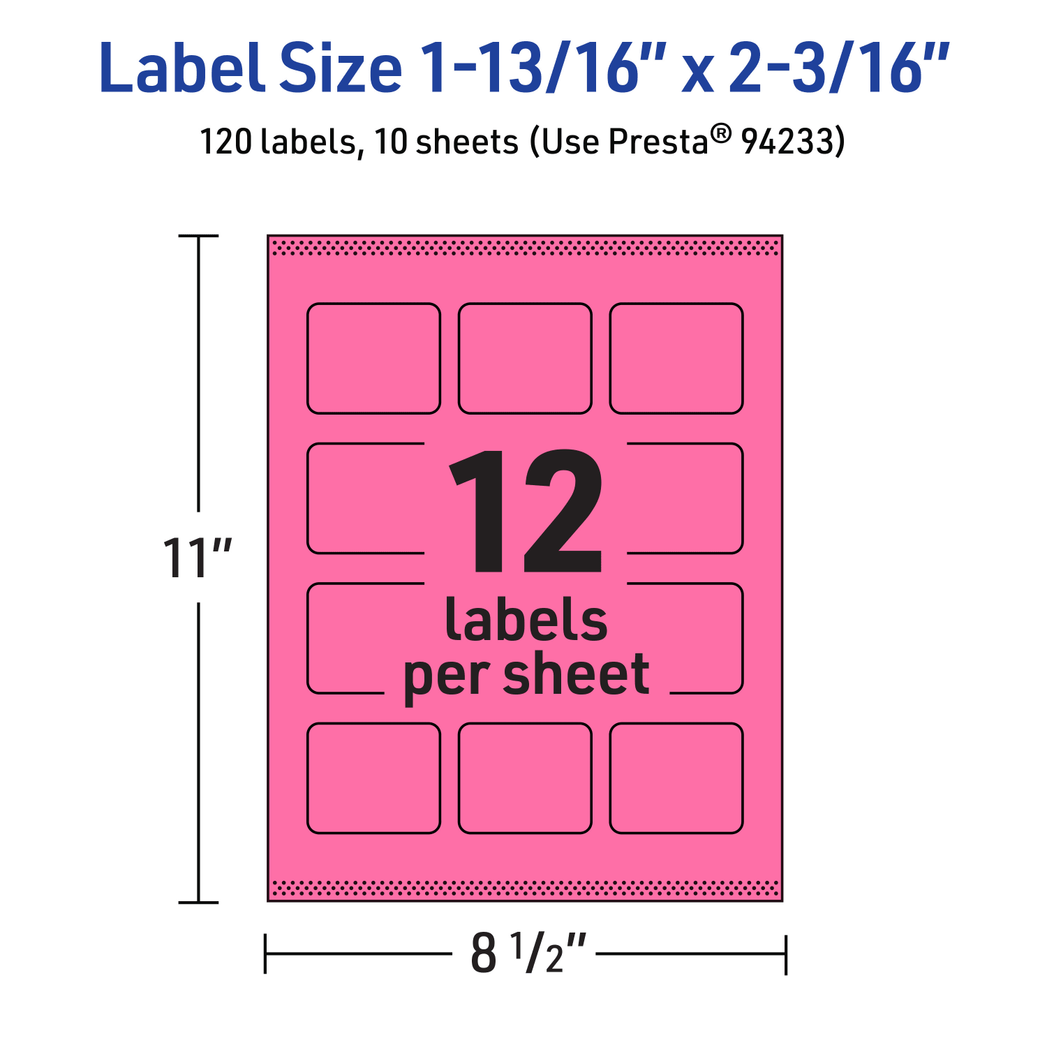Avery Print-To-The-Edge Labels With Sure Feed Technology And Easy Peel, 94233-BPP10, Rectangle, 1-13/16in x 2-3/16in, Matte Bright Pink, Pack of 120 - Image 6