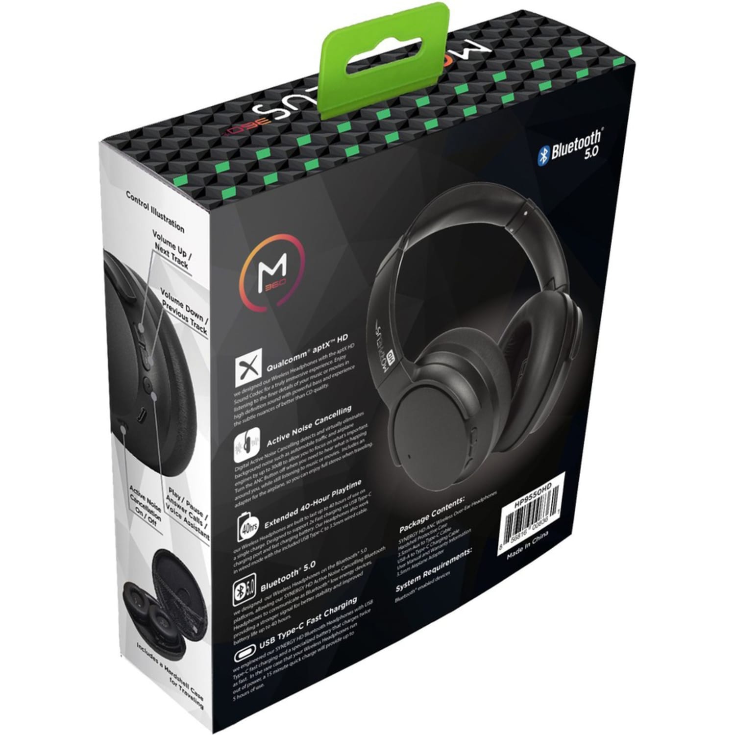 Morpheus 360 Synergy HD Wireless Noise Cancelling Headphones - Bluetooth Headset w Microphone - HP9550HD - Image 5