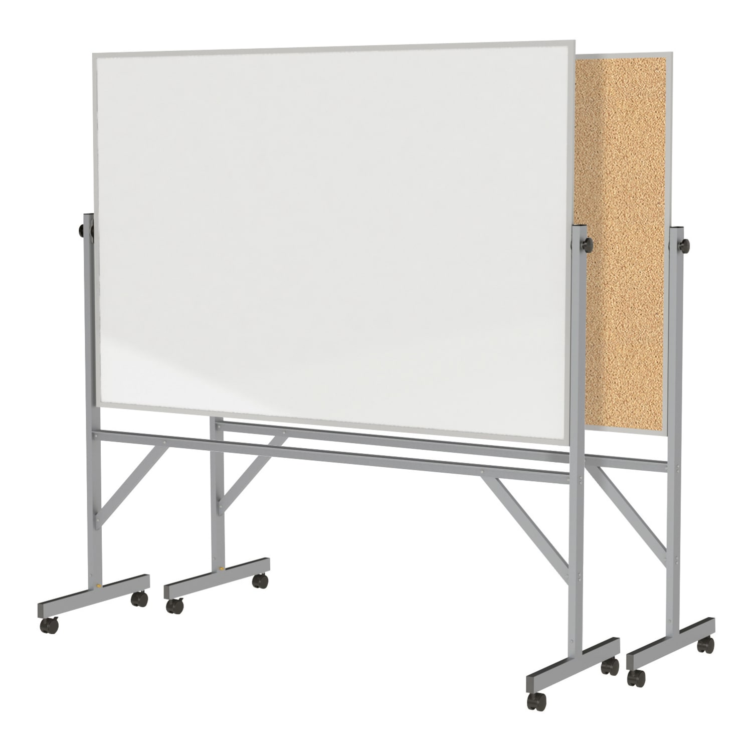 Ghent Reversible Natural Cork/Non-Magnetic Dry-Erase Whiteboard Board, 78 1/8in x 77 1/4in, Silver Aluminum Frame - Image 3