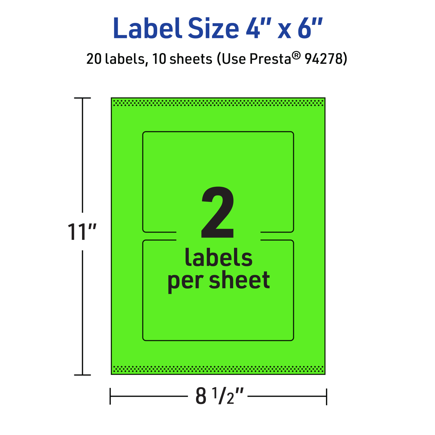 Avery Print-To-The-Edge Labels With Sure Feed Technology, 94278-NGP10, Rectangle, 4in x 6in, Matte Neon Green, Pack of 20 - Image 6