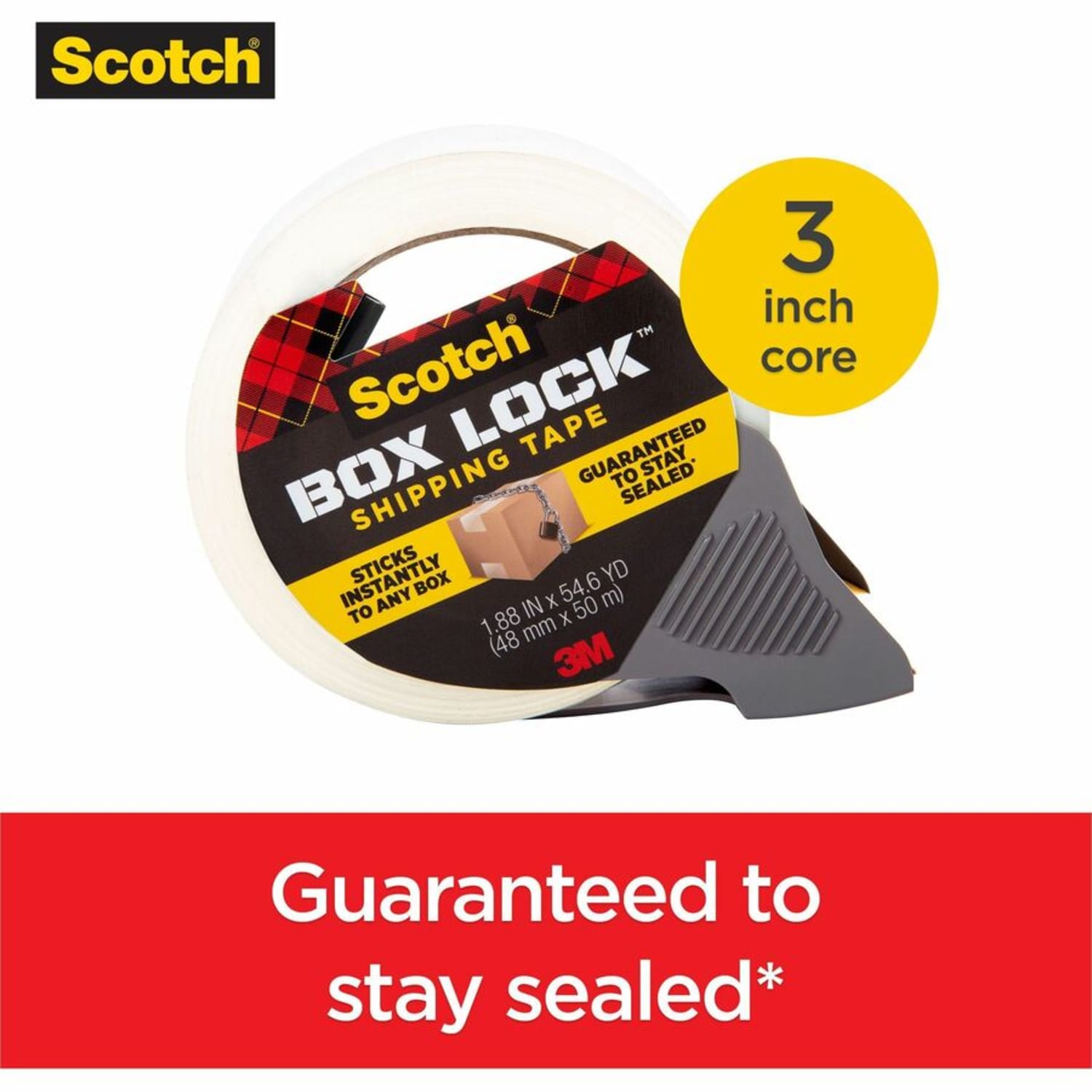 Scotch Box Lock Packaging Tape with Dispenser, 1.88in x 163.8ft, Clear - Image 5