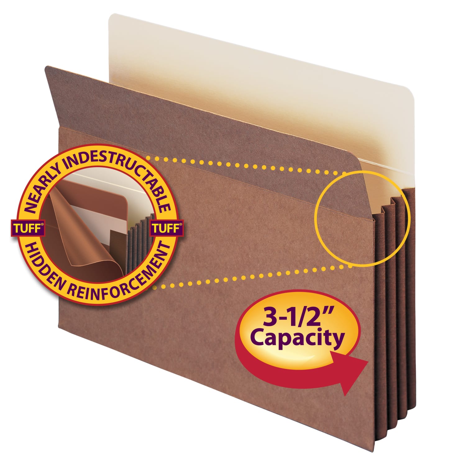 Smead TUFF Pocket File Pockets, 3 1/2in Expansion, 9 1/2in x 11 3/4in, 30% Recycled, Dark Brown, Pack Of 10 - Image 3