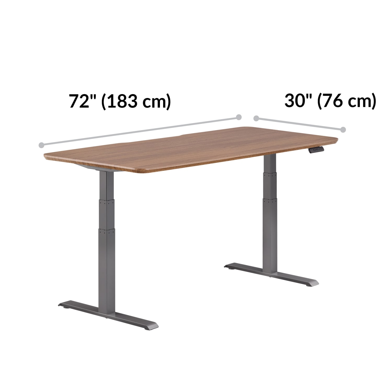 VARI Electric 72inW Standing Desk With Adjustable Height, Walnut - Image 4