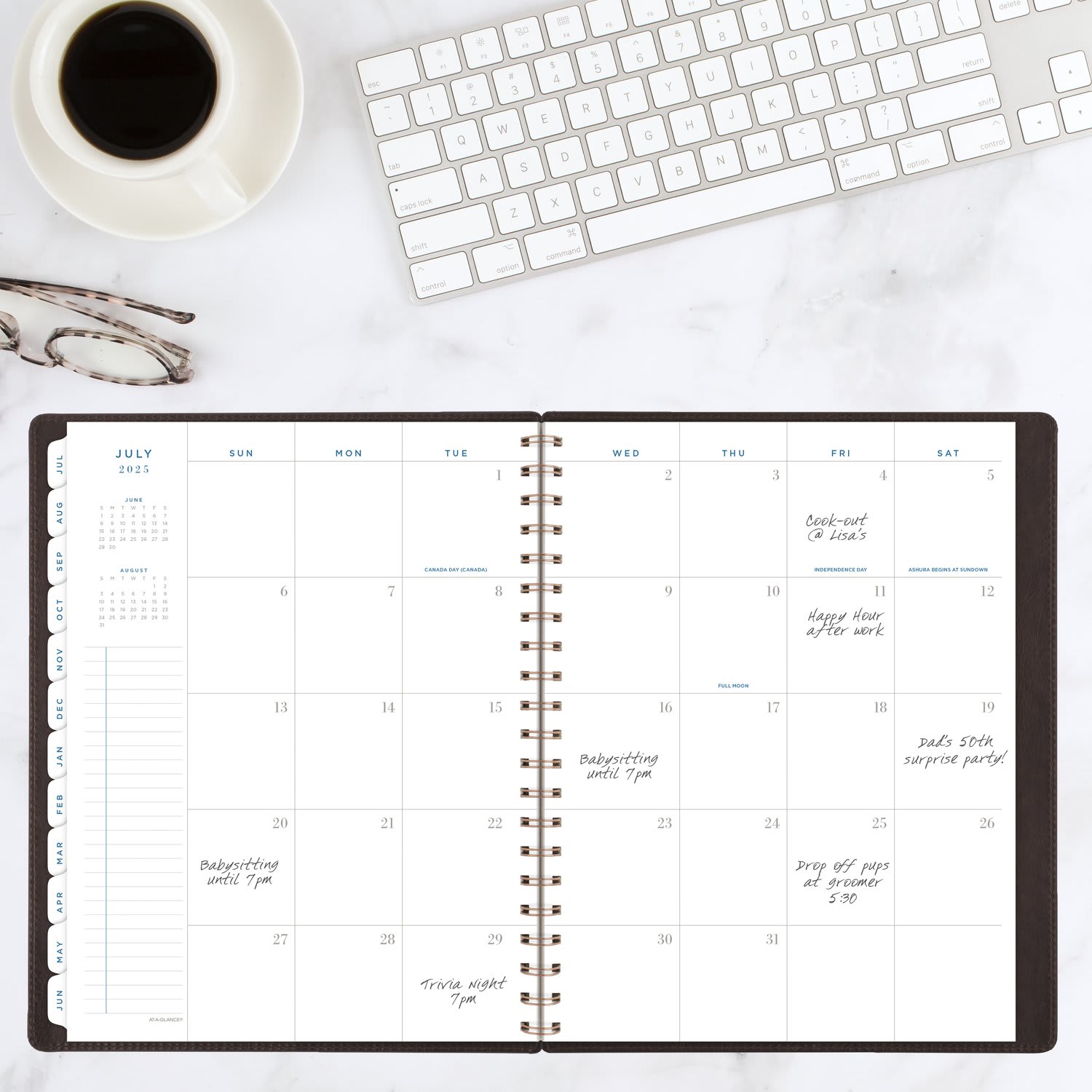 2024-2025 AT-A-GLANCE Signature Collection Academic Weekly/Monthly Planner, 8-1/2in x 11in, Brown, July To July, YP905A09 - Image 4
