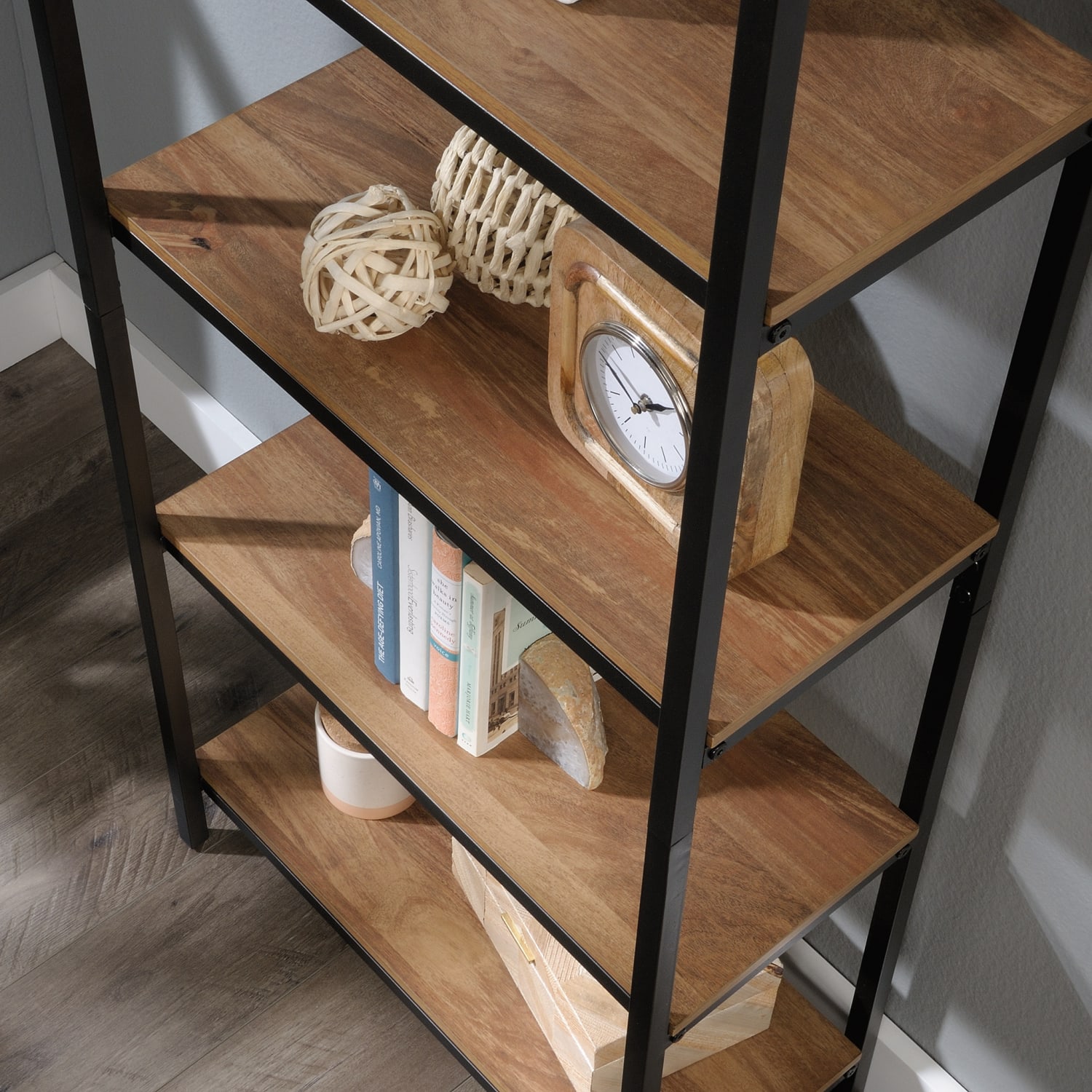 Sauder North Avenue 57inH 5-Shelf Bookcase, Sindoori Mango/Black - Image 5