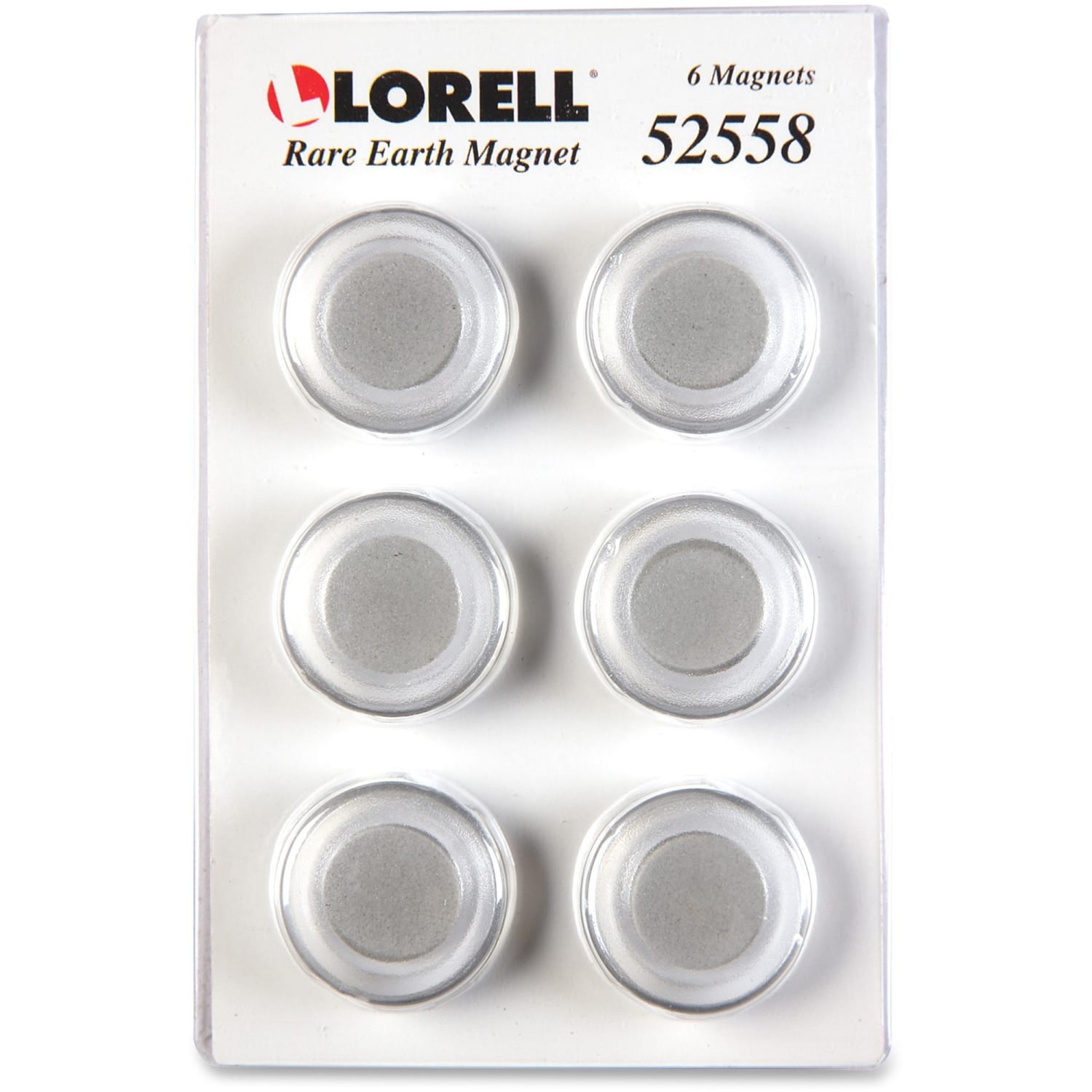 Lorell Round Cap Rare Earth Magnets - 1.2in Diameter - Round - 6 / Pack - Clear