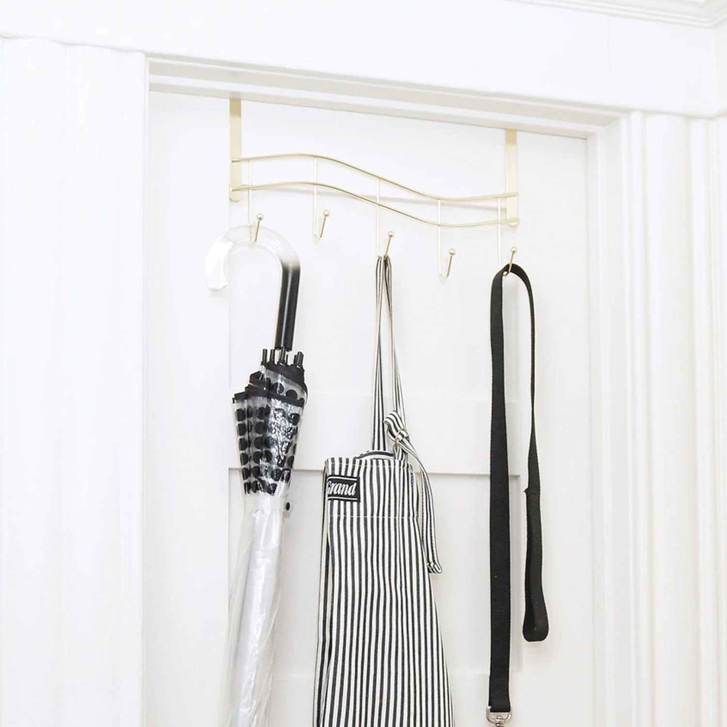 Better Houseware Brass Over-Door Hook Rack, 8inH x 15inW x 4inD, Gold - Image 4
