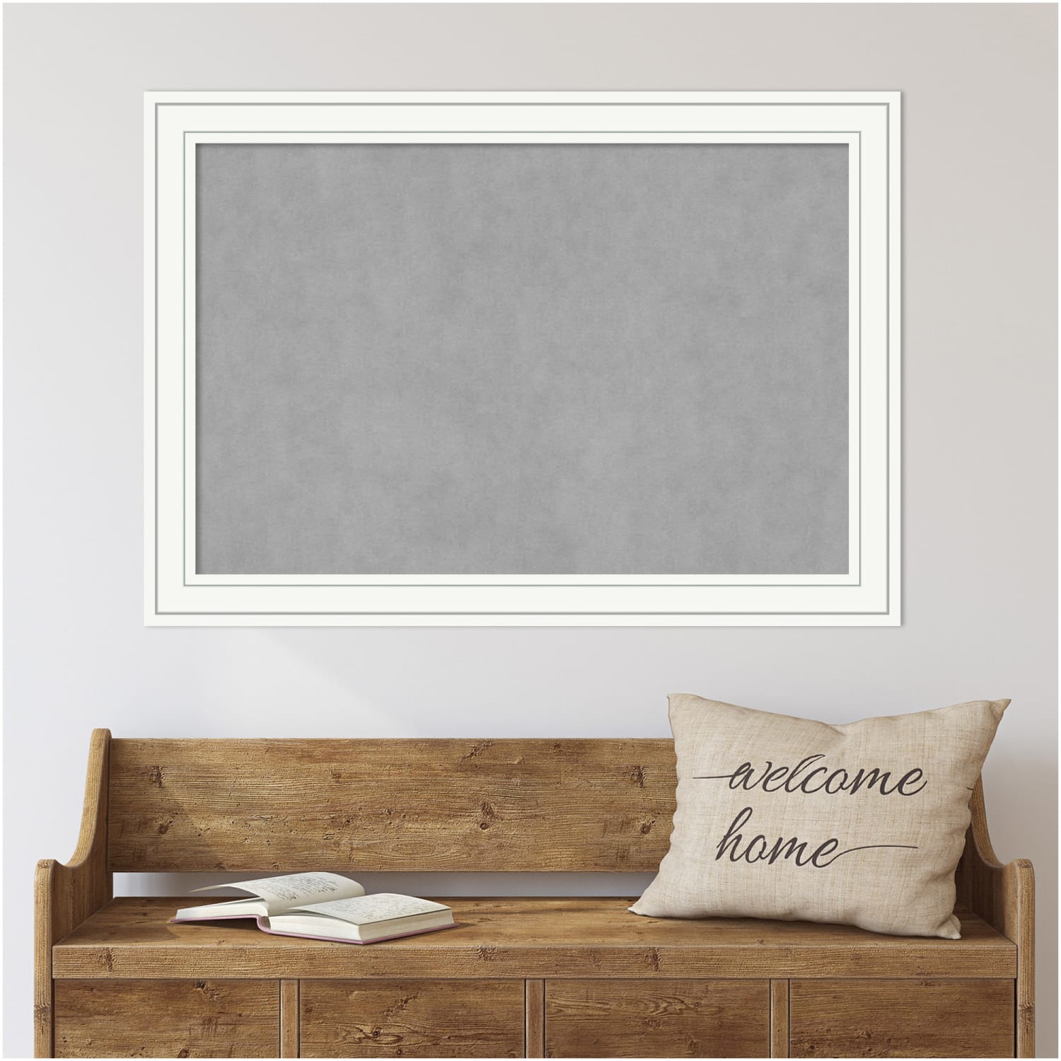Amanti Art Magnetic Bulletin Board, Steel/Aluminum, 41in x 29in, Craftsman White Wood Frame - Image 3