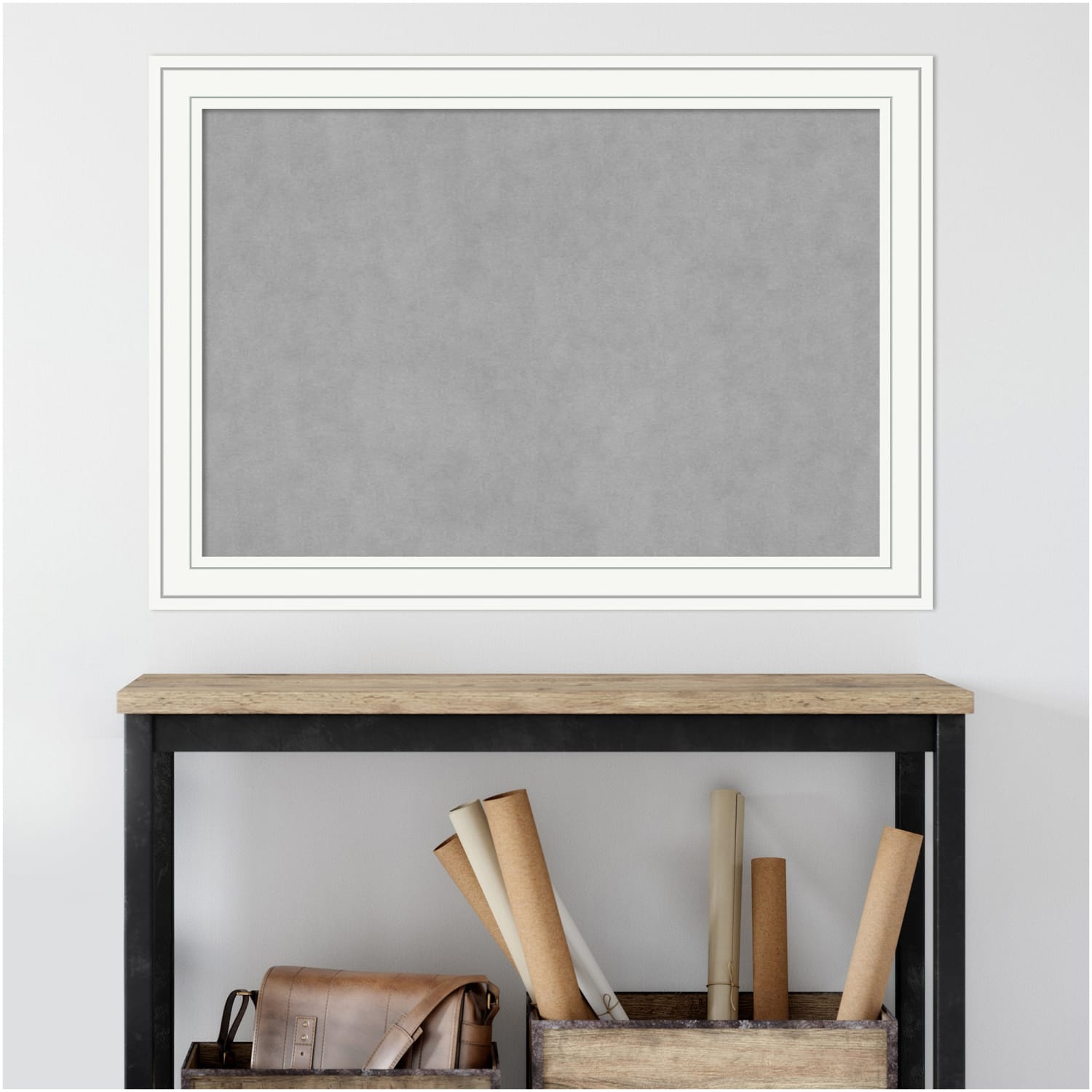 Amanti Art Magnetic Bulletin Board, Steel/Aluminum, 41in x 29in, Craftsman White Wood Frame - Image 4