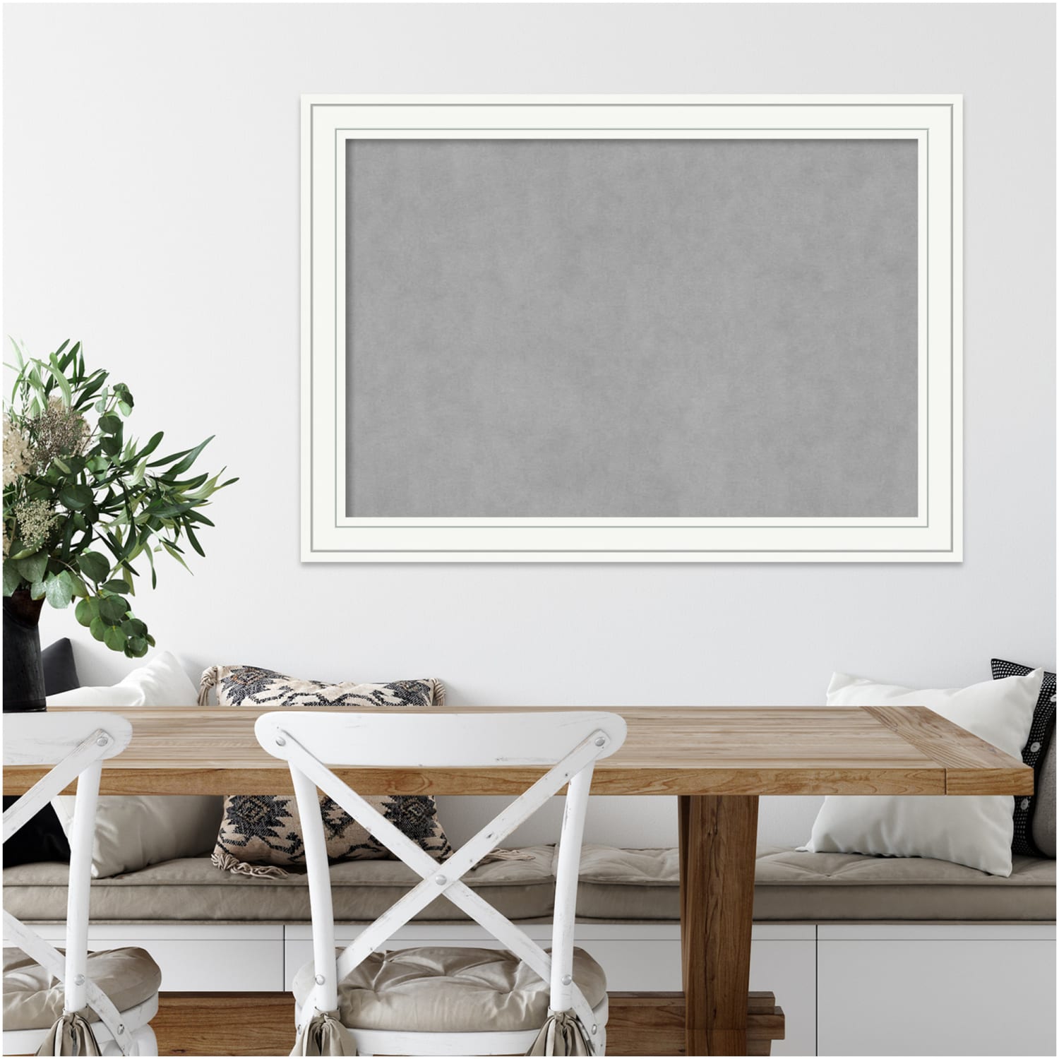 Amanti Art Magnetic Bulletin Board, Steel/Aluminum, 41in x 29in, Craftsman White Wood Frame - Image 5