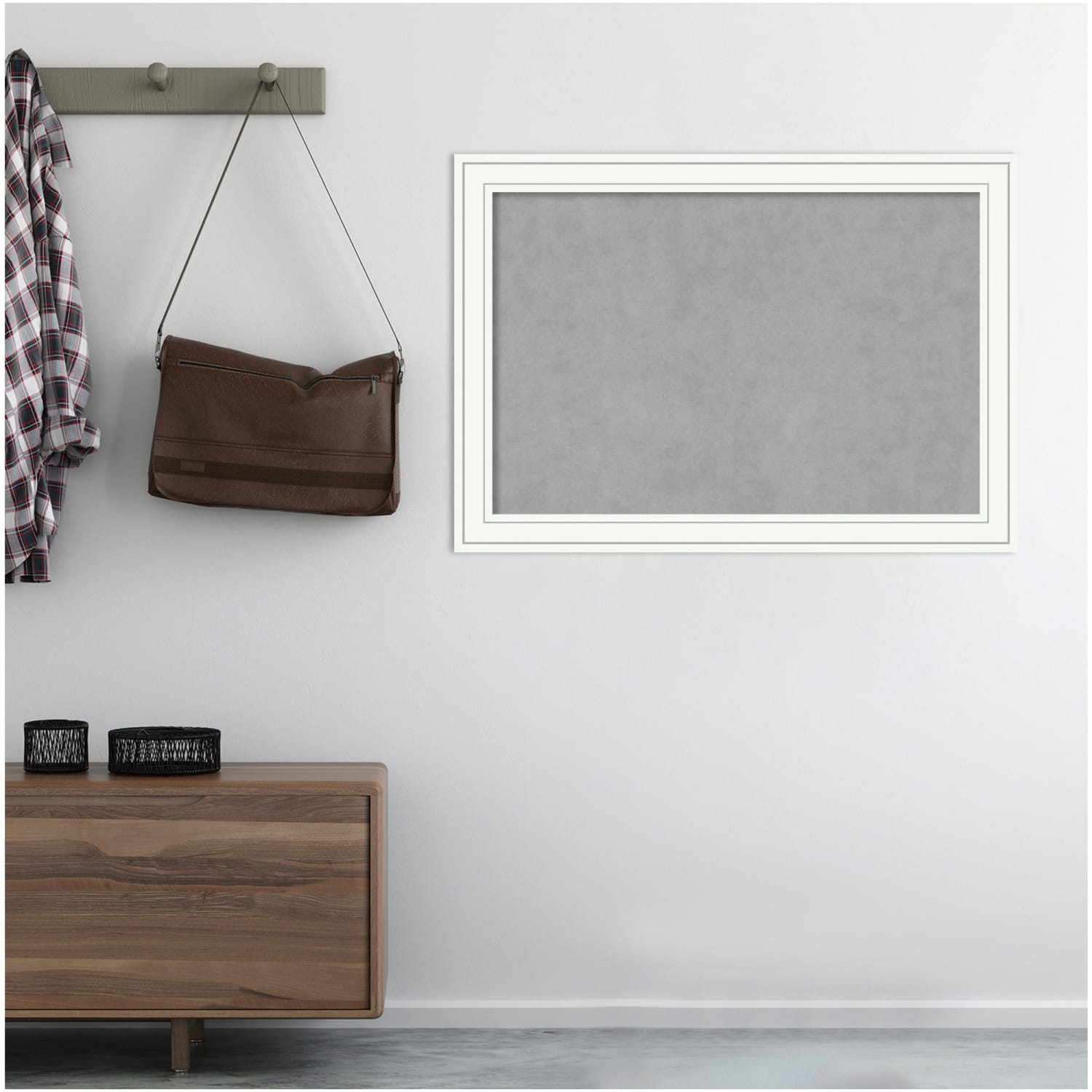 Amanti Art Magnetic Bulletin Board, Steel/Aluminum, 41in x 29in, Craftsman White Wood Frame - Image 6