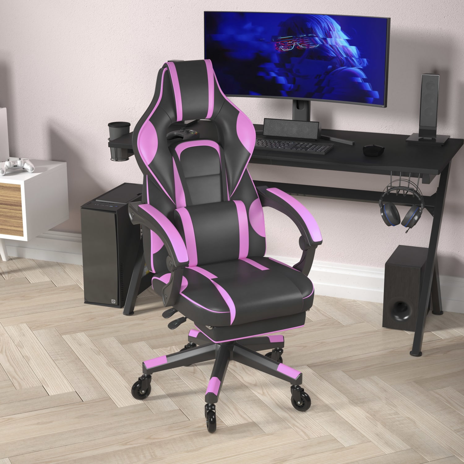 Flash Furniture X40 Ergonomic Faux Leather Racing Computer Gaming Chair BlackPurple PopularChairscom