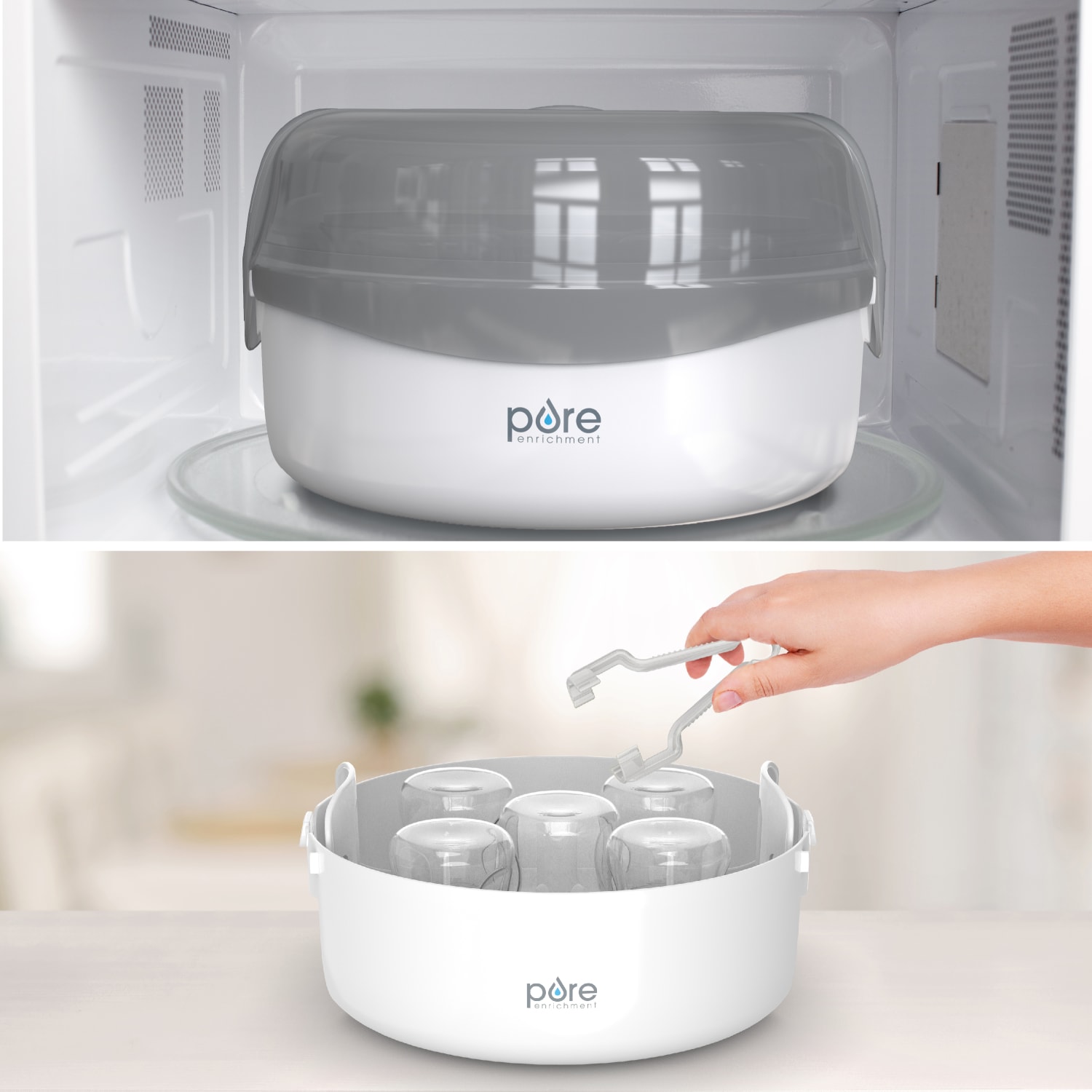 Pure Enrichment PureBaby Microwave Baby Bottle Sterilizer, White - Image 5