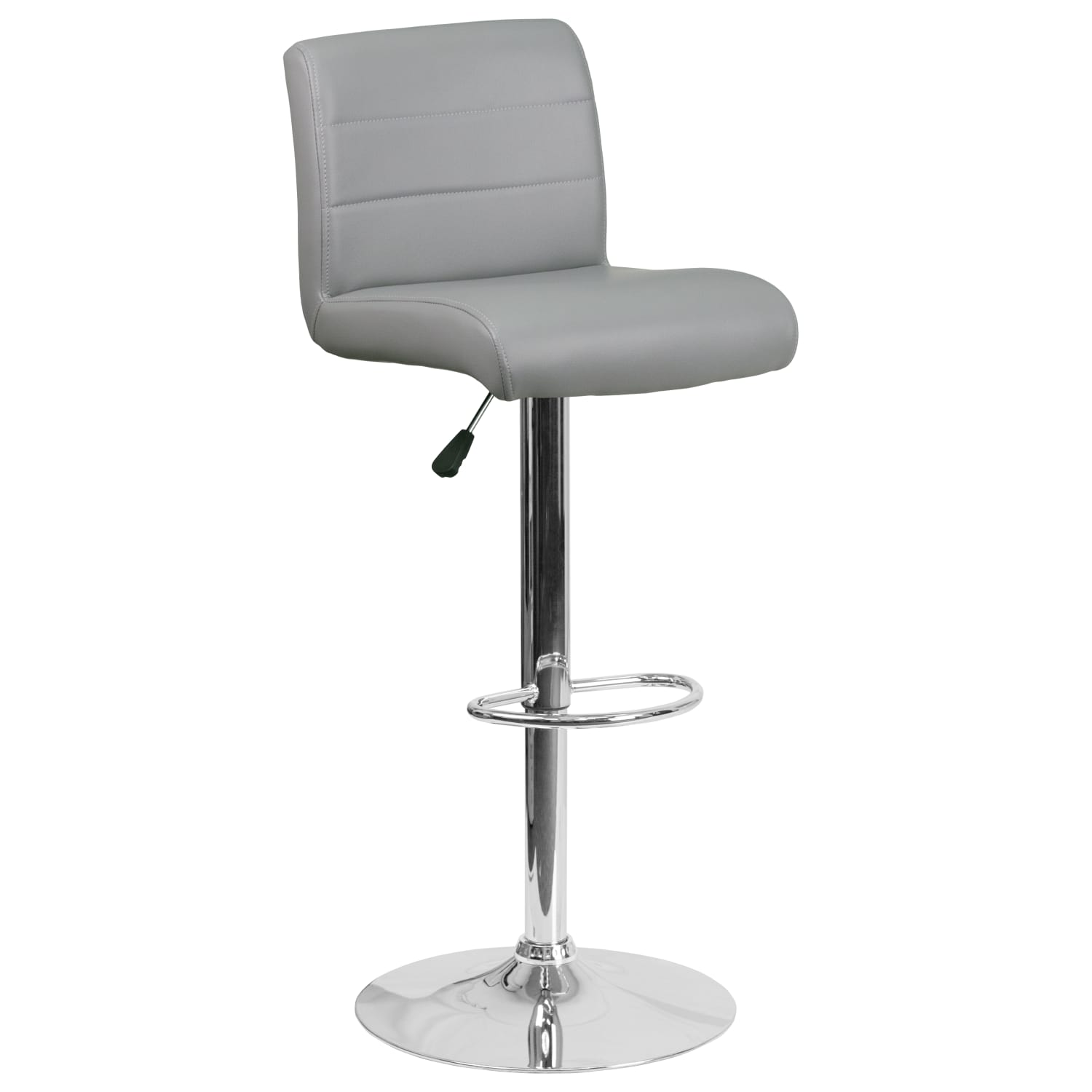 Flash Furniture Contemporary Vinyl Adjustable Height Barstool with Rolled Seat and Chrome Base Gray PopularChairscom