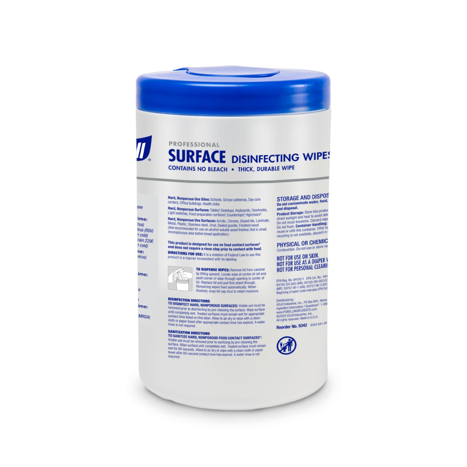 Purell Professional Surface Disinfecting Wipes, 7in x 8in, 110 Wipes Per Canister - Image 4