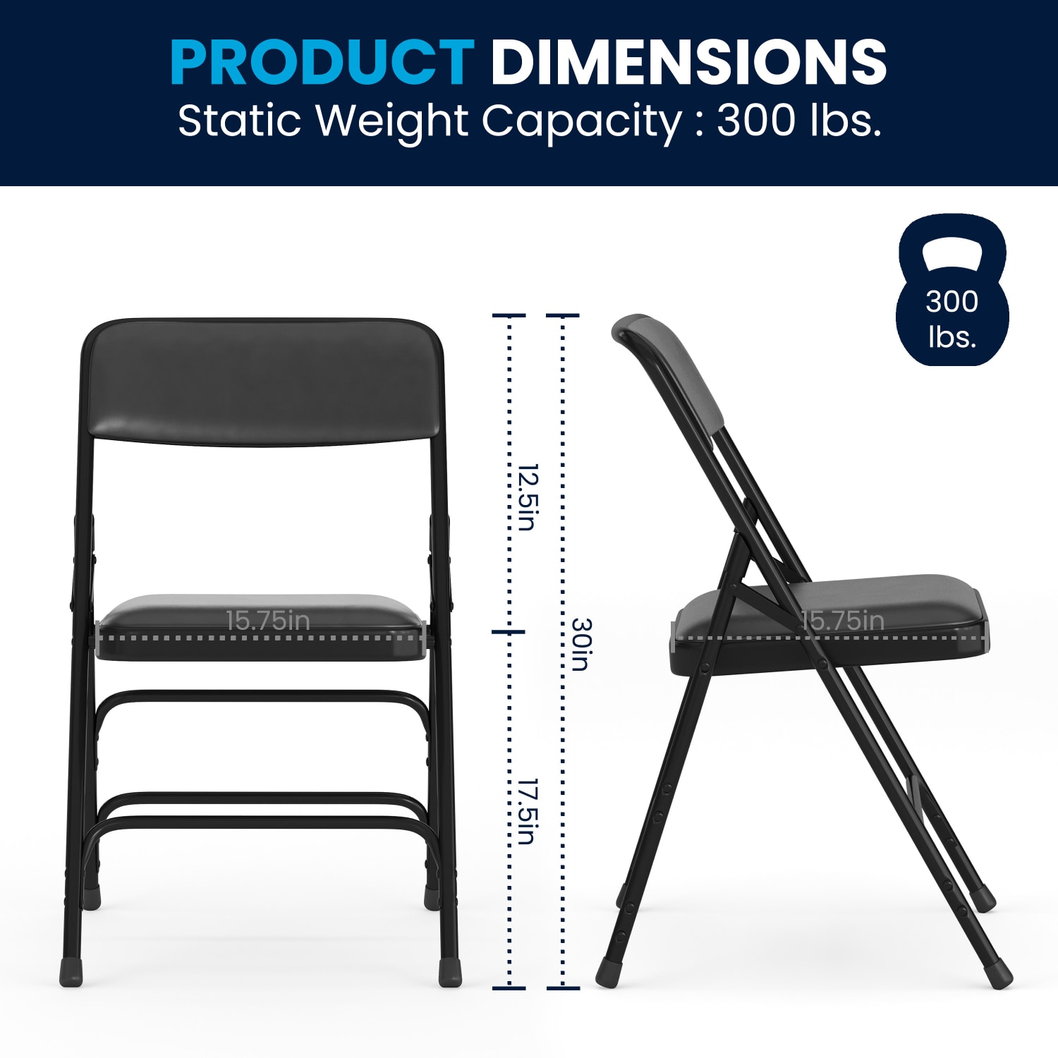 Flash Furniture HERCULES Series Curved Triple Braced  Double Hinged Upholstered Metal Folding Chairs Black Set Of 4 Chairs PopularChairscom
