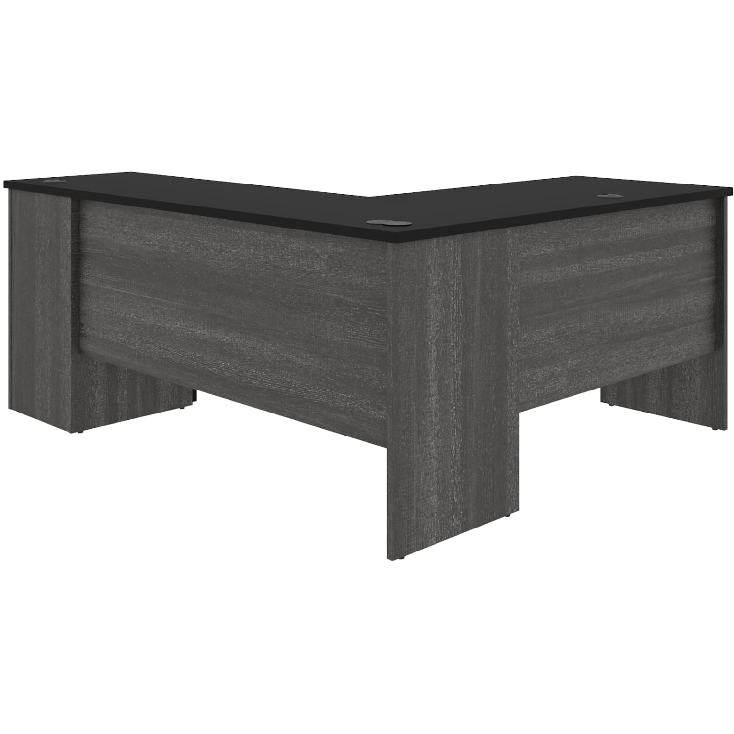 Bestar Norma 71inW L-Shaped Corner Desk, Black/ Bark Gray - Image 4