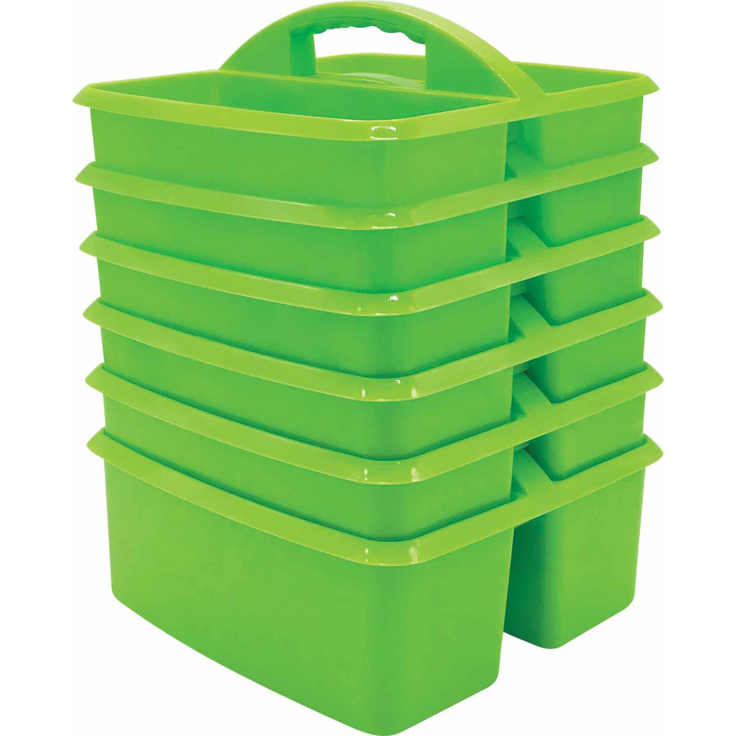 Teacher Created Resources Plastic Storage Caddies, 5-1/4inH x 9-1/4inW x 9inD, Lime, Pack Of 6 Caddies