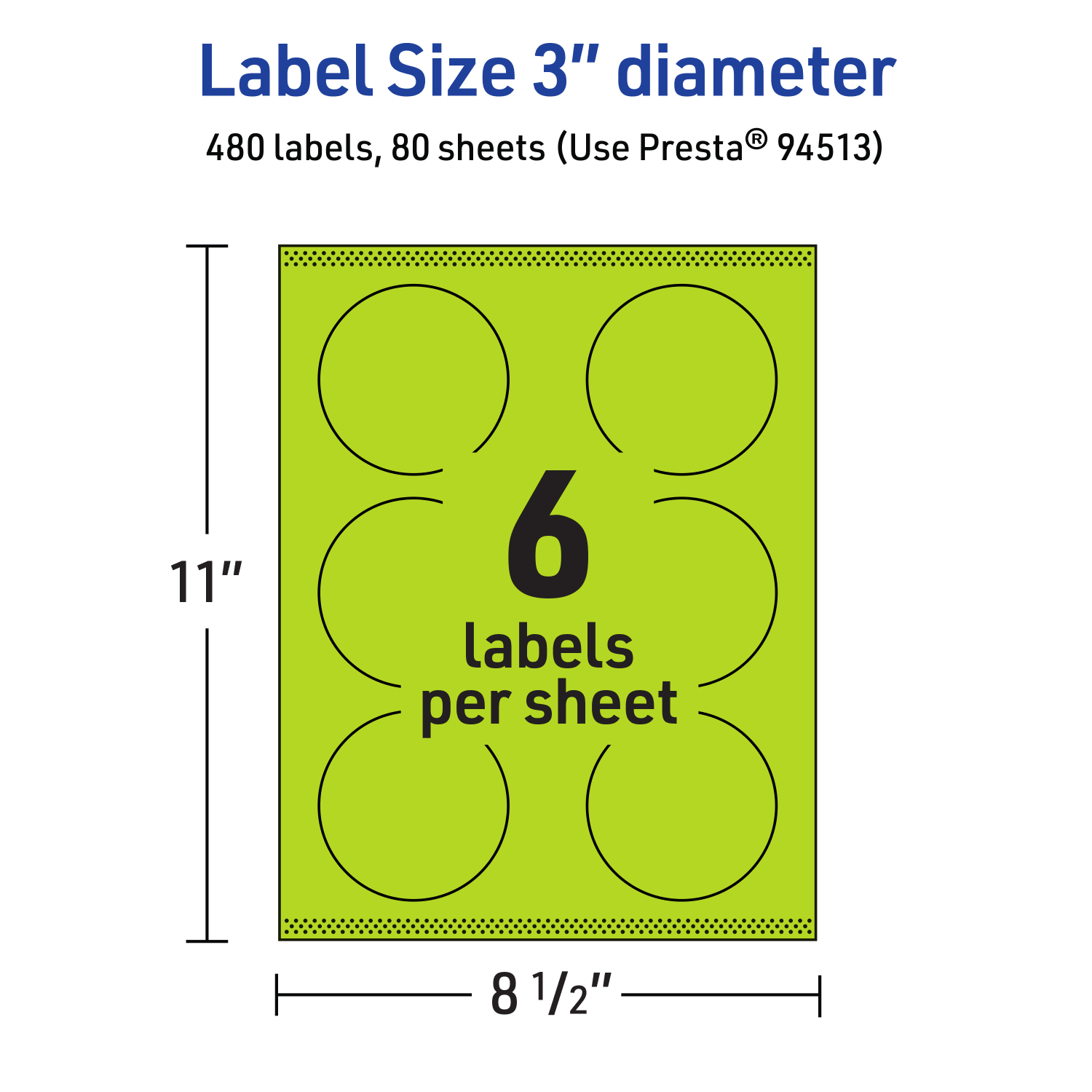 Avery Print-To-The-Edge Labels With Sure Feed Technology And Easy Peel Label Feature, 94513-BGP80, Round, 3in, Matte Bright Green, Pack of 480 - Image 6